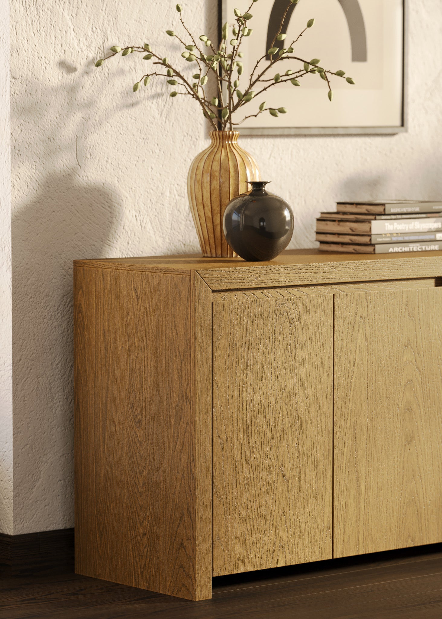 Iris Contemporary Wooden Sideboard in Refined Natural Finish in Cabinets by Maven Lane