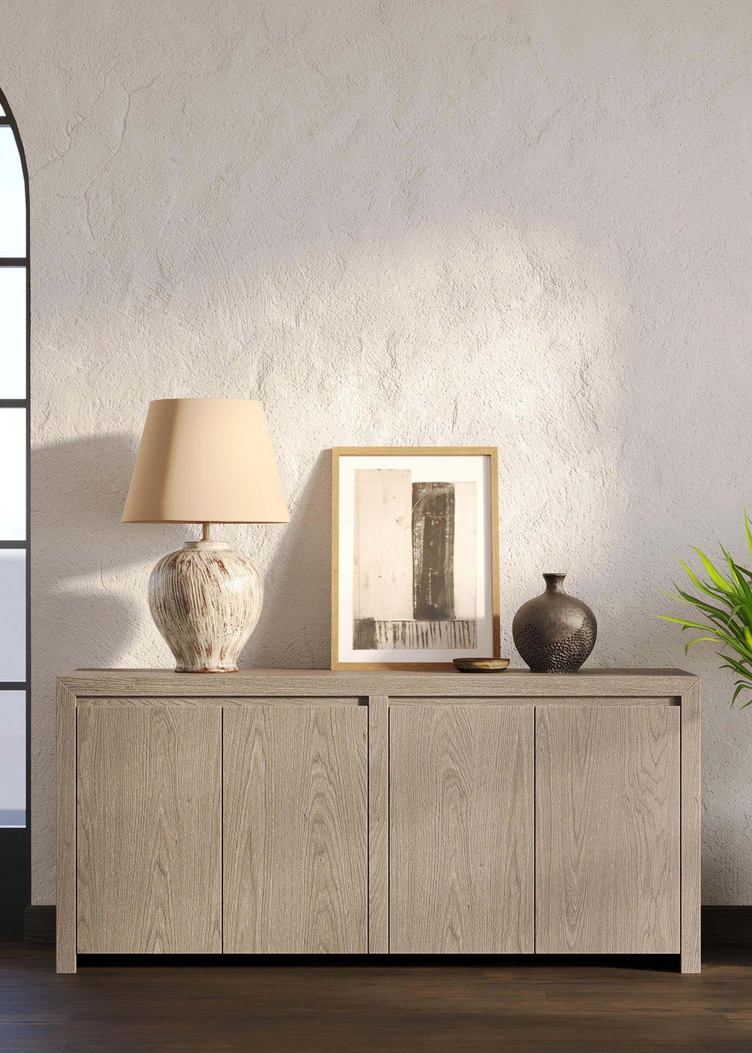 Iris Contemporary Wooden Sideboard in Refined White Finish in Cabinets by Maven Lane