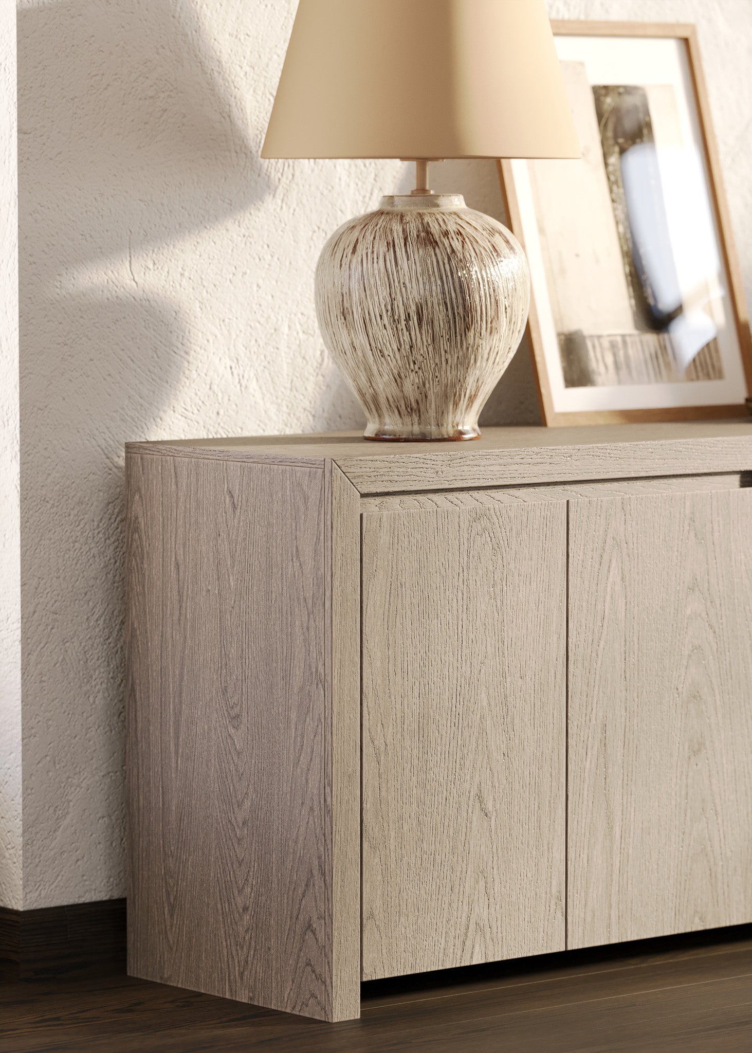 Iris Contemporary Wooden Sideboard in Refined White Finish in Cabinets by Maven Lane