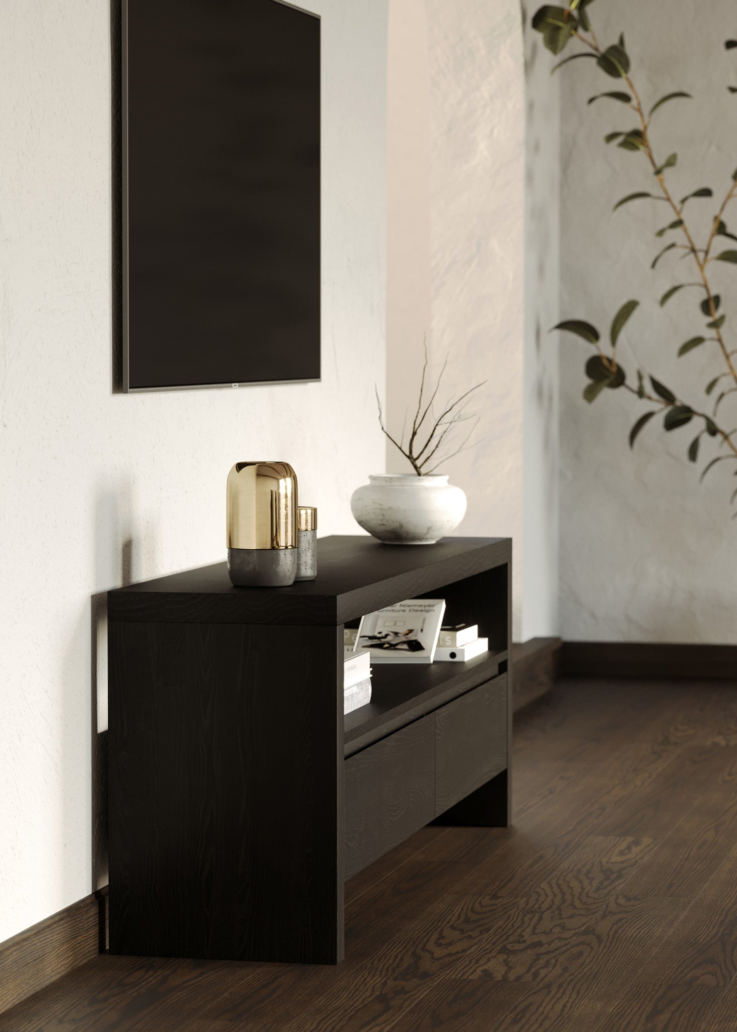 Ada Contemporary Wooden Media Unit in Refined Black Finish in Media Units by Maven Lane