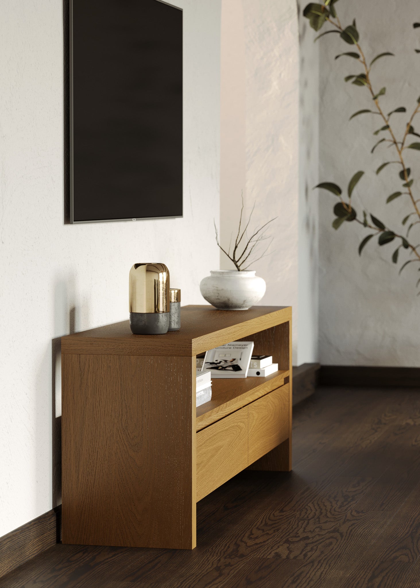 Ada Contemporary Wooden Media Unit in Refined Natural Finish in Media Units by Maven Lane