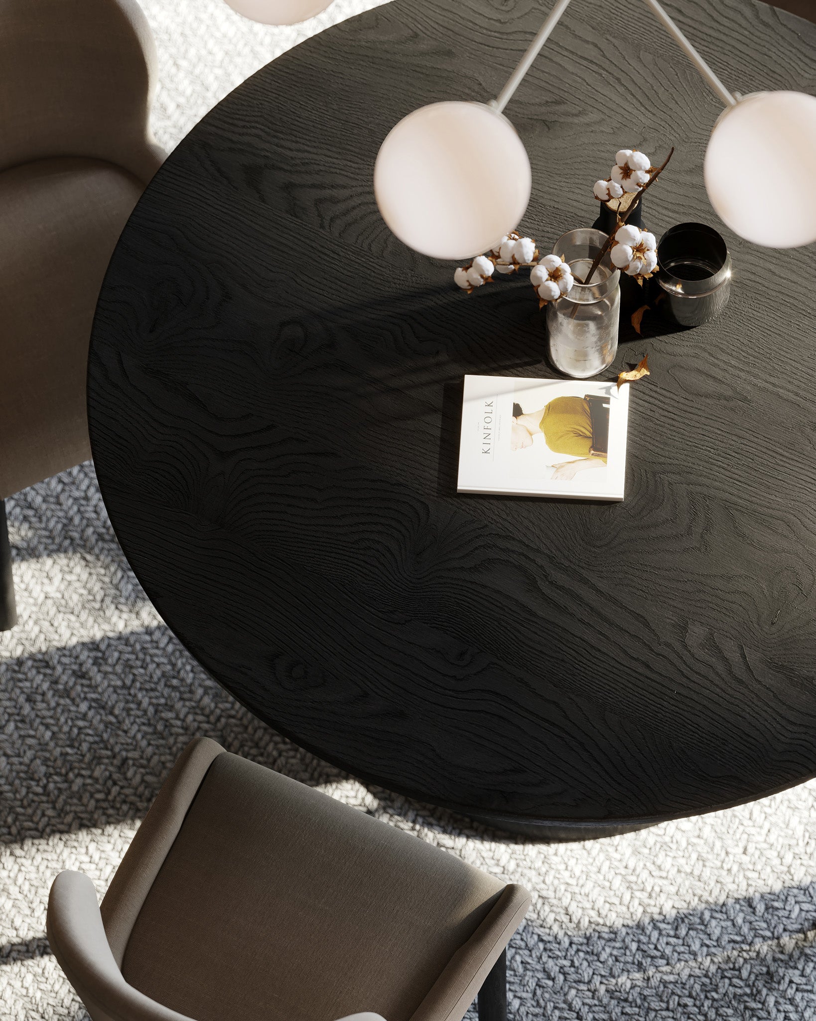 Mila Contemporary Round Wooden Dining Table in Refined Black Finish in Dining Furniture by Maven Lane