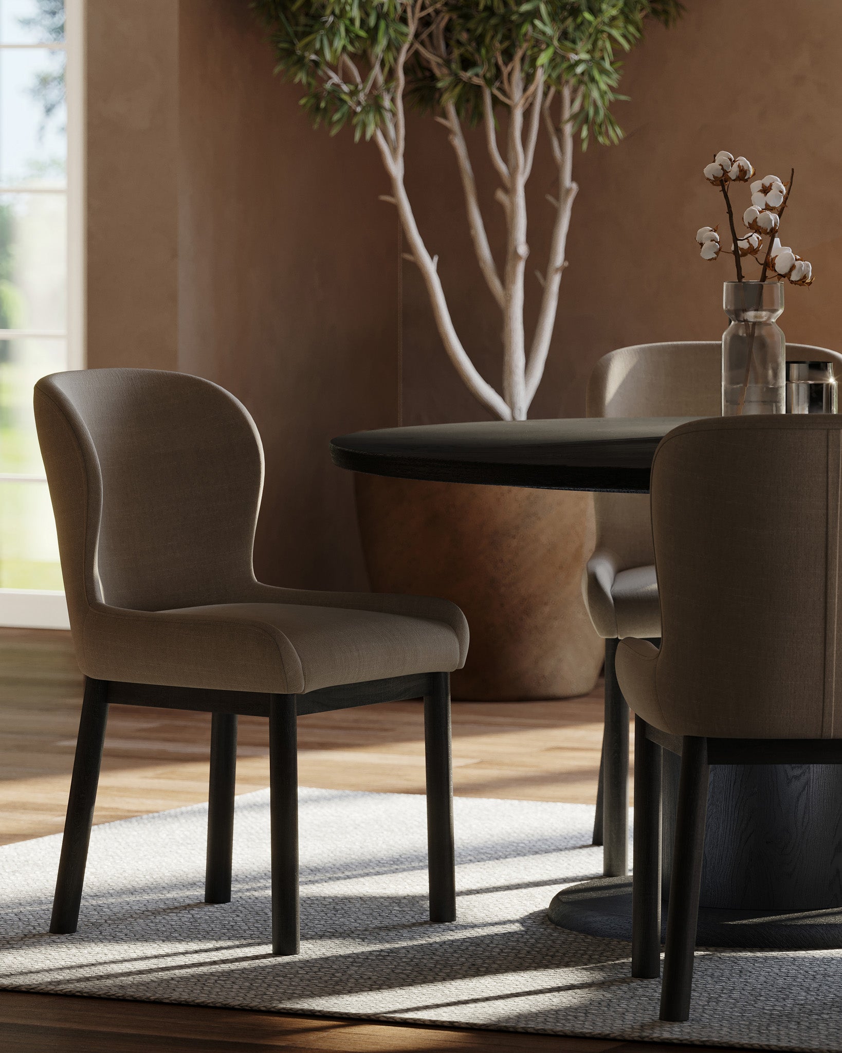 Mila Contemporary Round Wooden Dining Table in Refined Black Finish in Dining Furniture by VMI