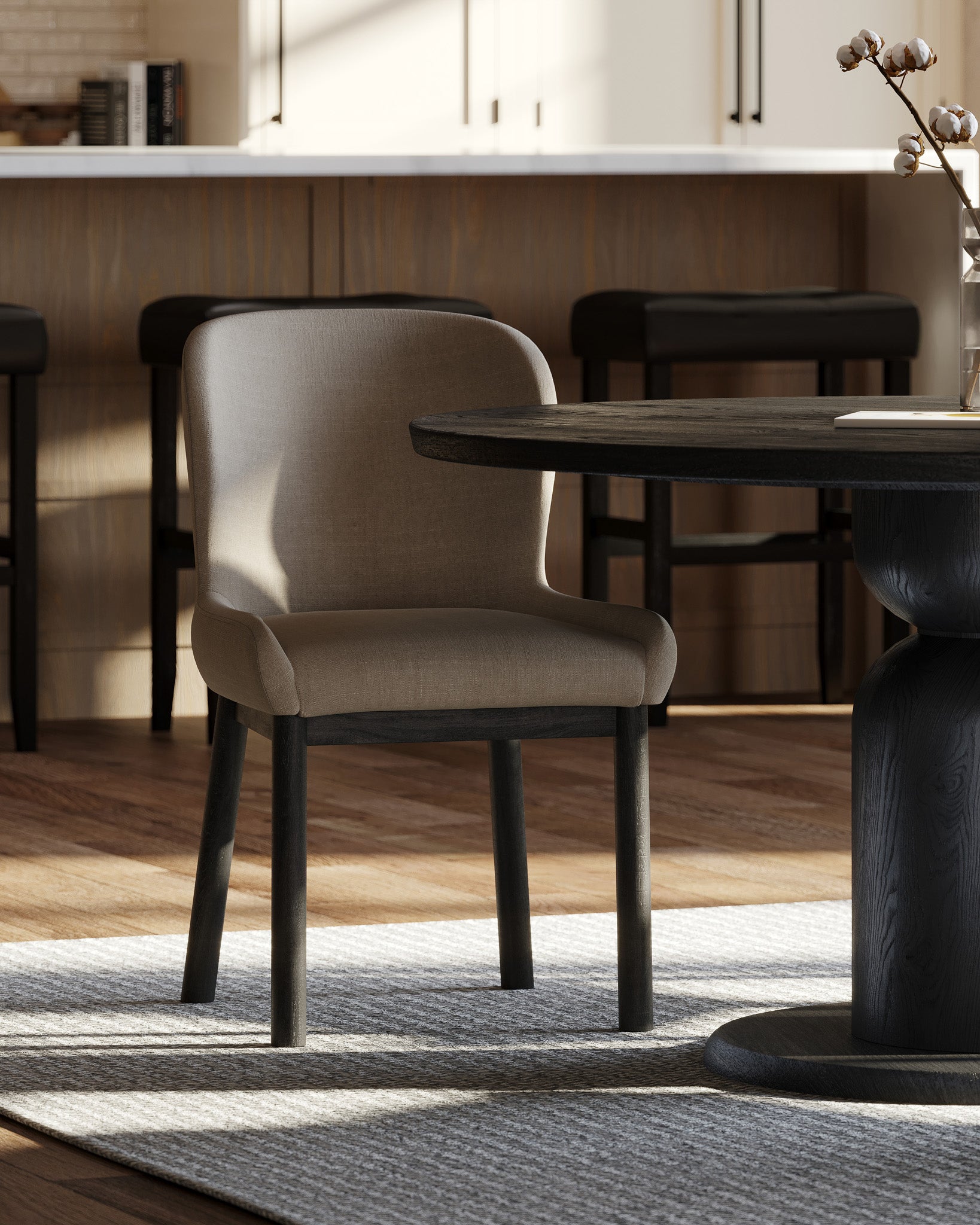 Mila Contemporary Round Wooden Dining Table in Refined Black Finish in Dining Furniture by VMI