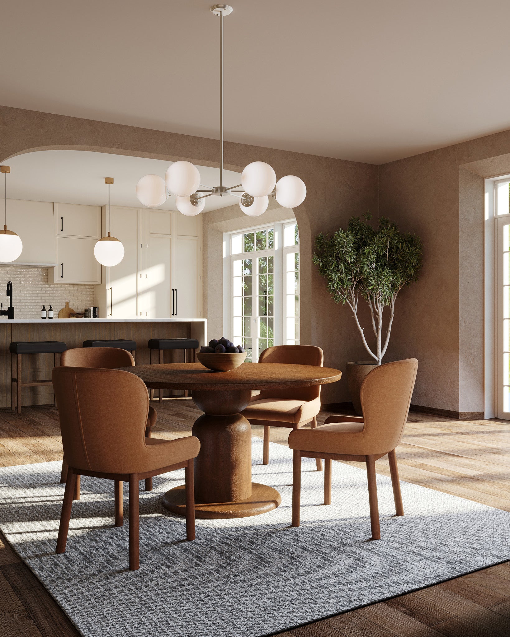 Mila Contemporary Round Wooden Dining Table in Refined Brown Finish in Dining Furniture by Maven Lane