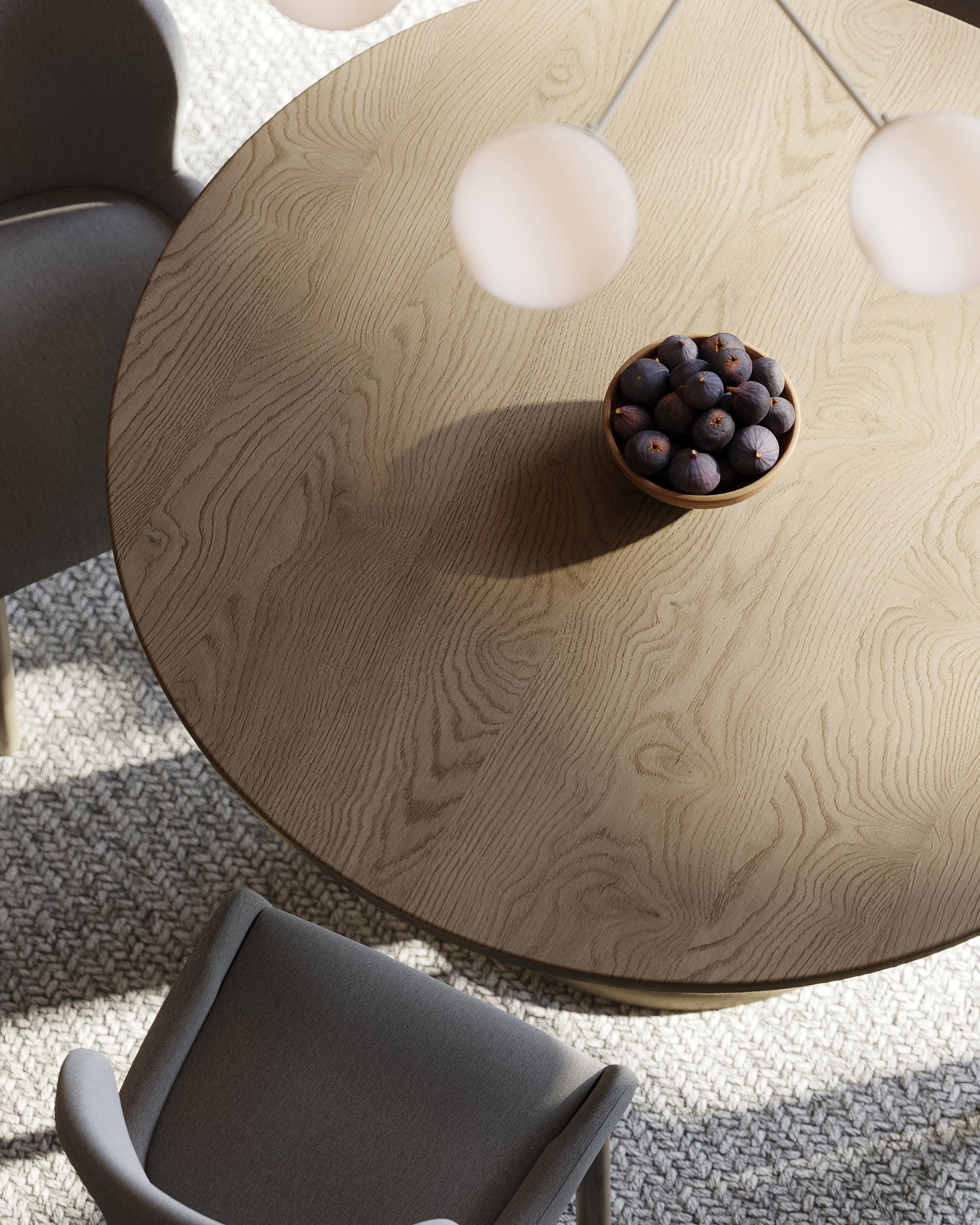 Mila Contemporary Round Wooden Dining Table in Refined Grey Finish in Dining Furniture by Maven Lane