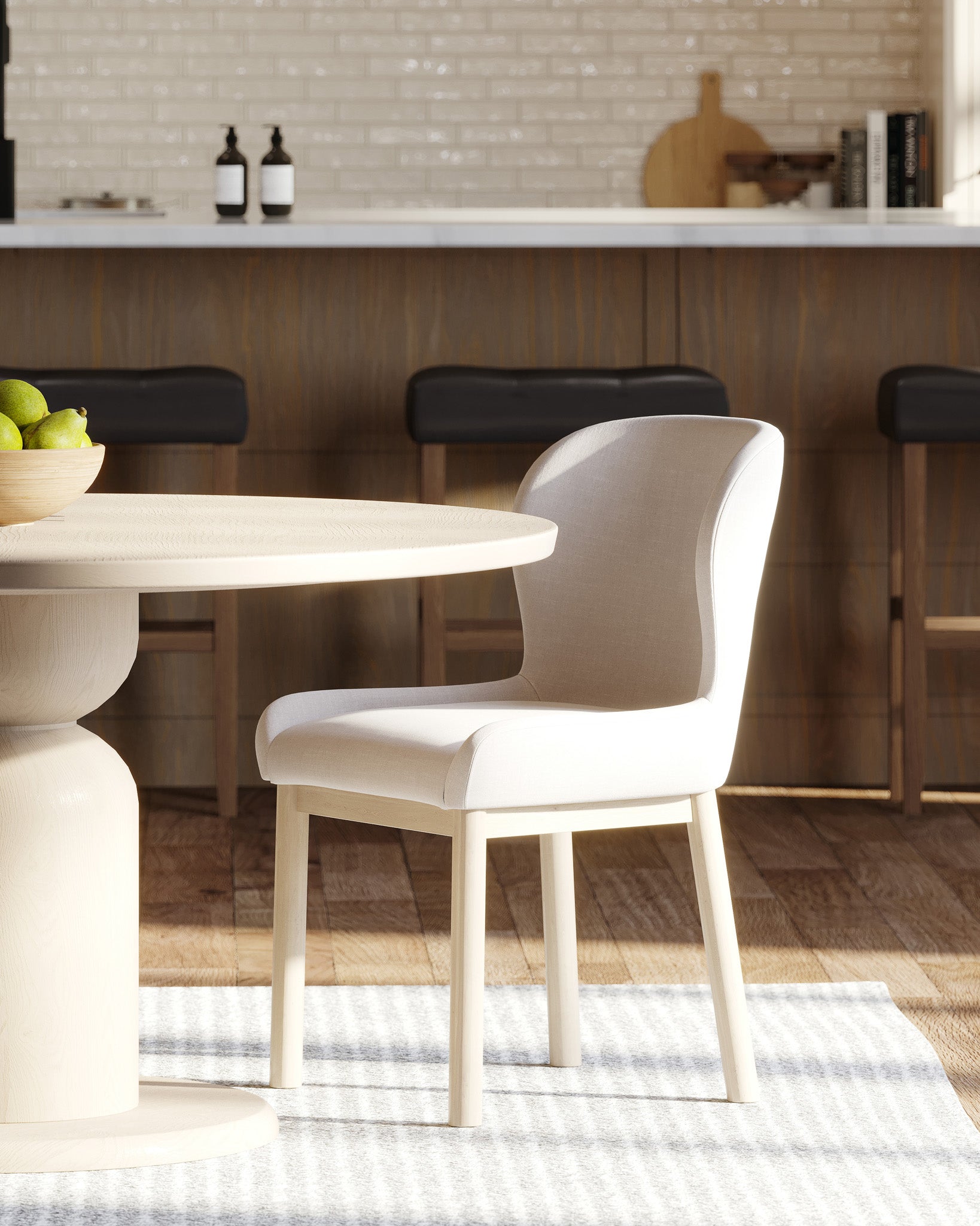 Mila Contemporary Round Wooden Dining Table in Refined White Finish in Dining Furniture by Maven Lane