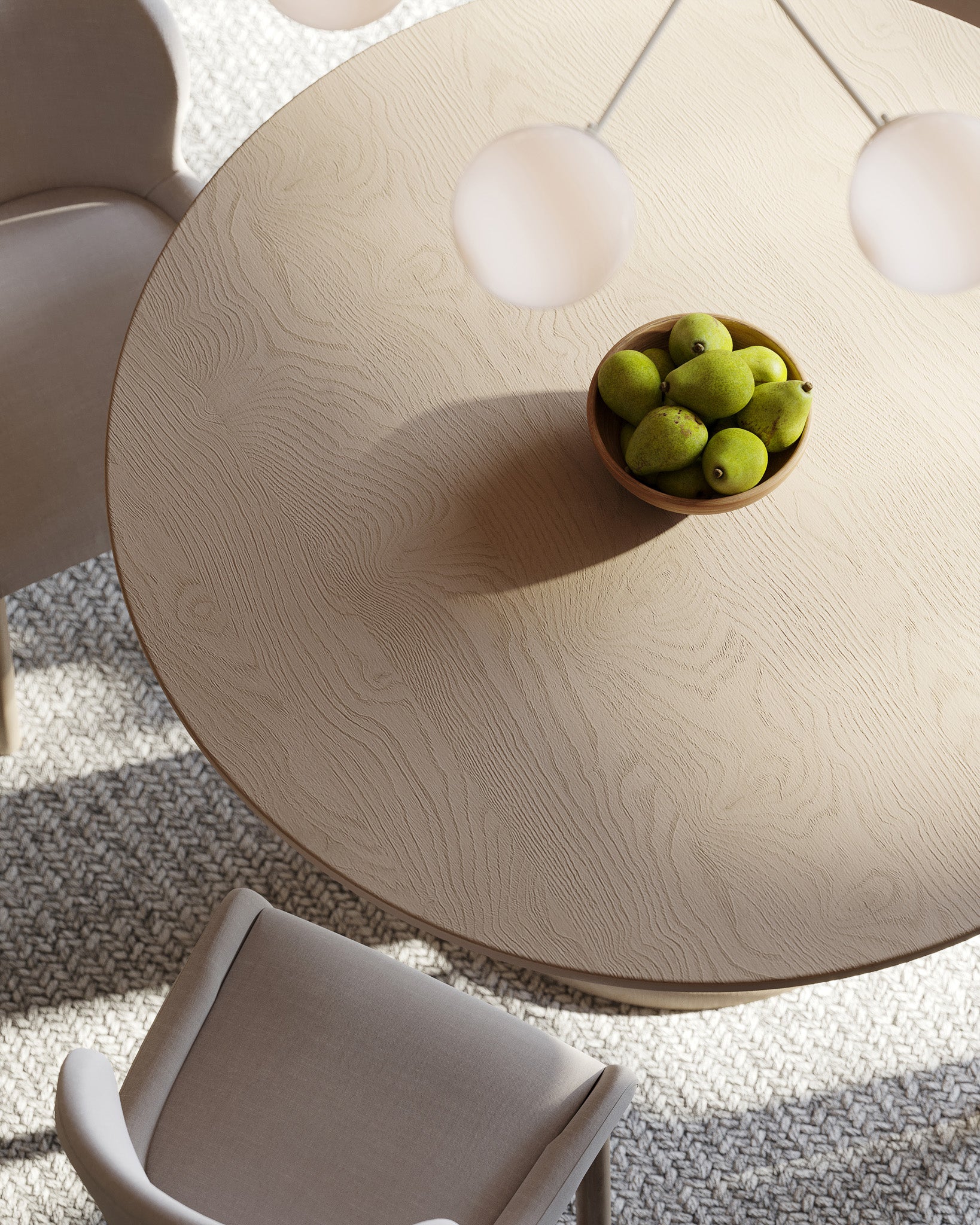 Mila Contemporary Round Wooden Dining Table in Refined White Finish in Dining Furniture by Maven Lane