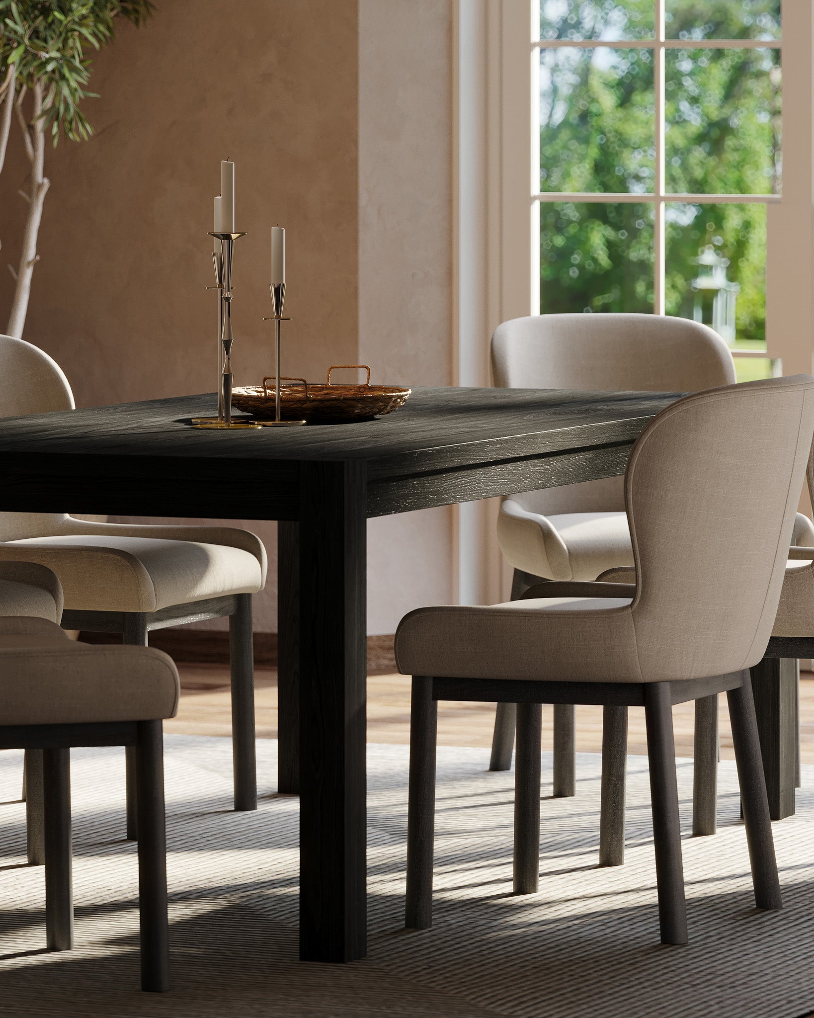 Cleo Contemporary Wooden Dining Table in Refined Black Finish in Dining Furniture by Maven Lane