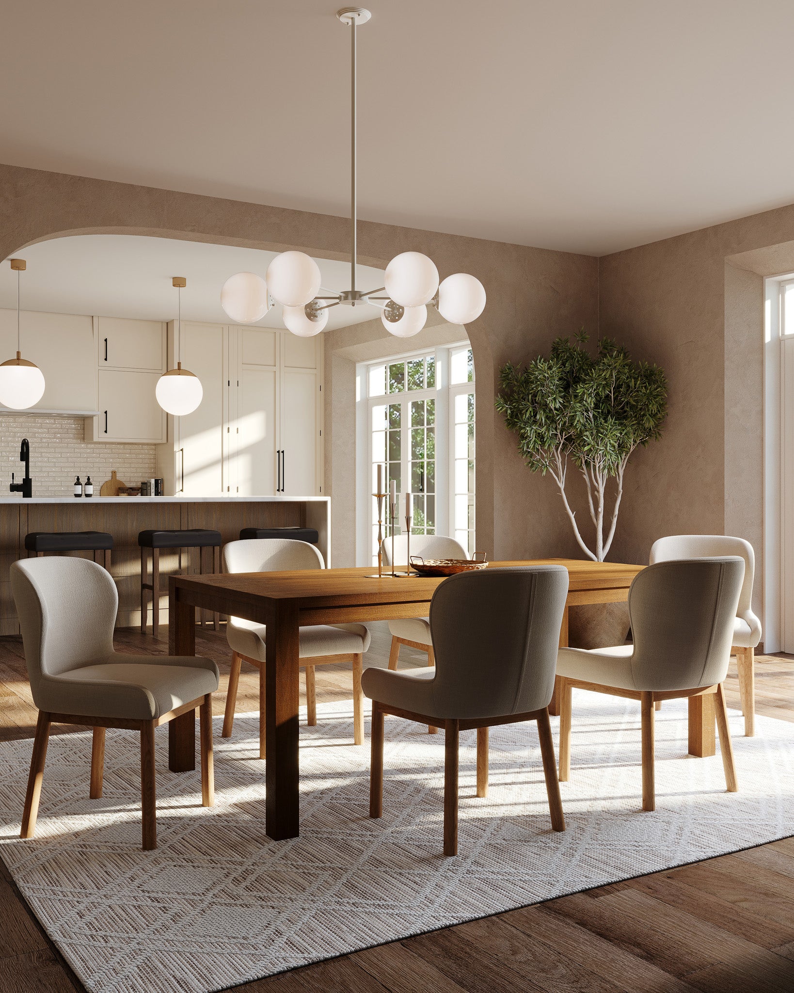 Cleo Contemporary Wooden Dining Table in Refined Natural Finish in Dining Furniture by Maven Lane