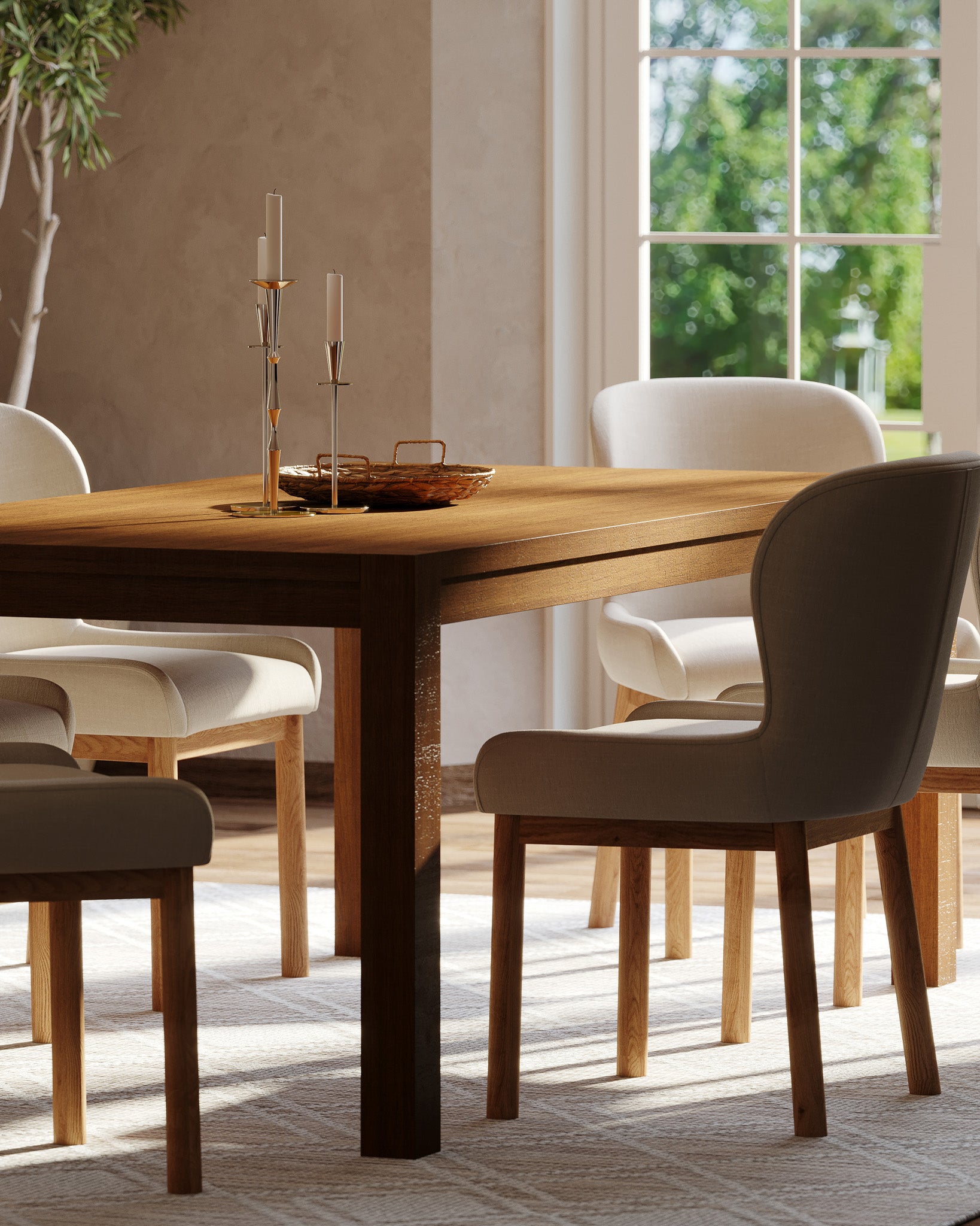 Cleo Contemporary Wooden Dining Table in Refined Natural Finish in Dining Furniture by Maven Lane