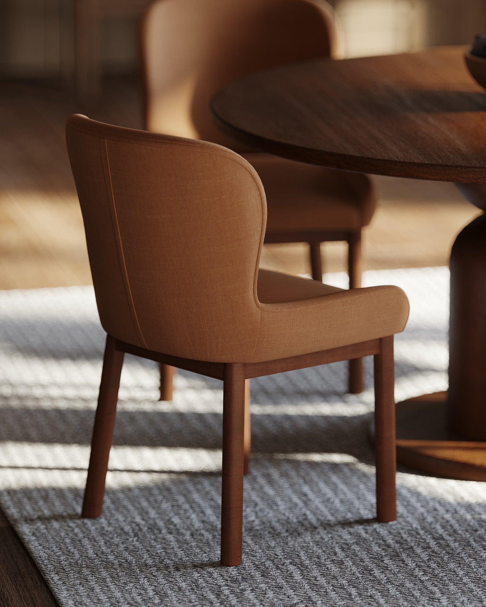 Gia Contemporary Wooden Dining Chair in Refined Brown Finish w/ Clay Canvas Fabric Upholstery in Maven Lane by Maven Lane