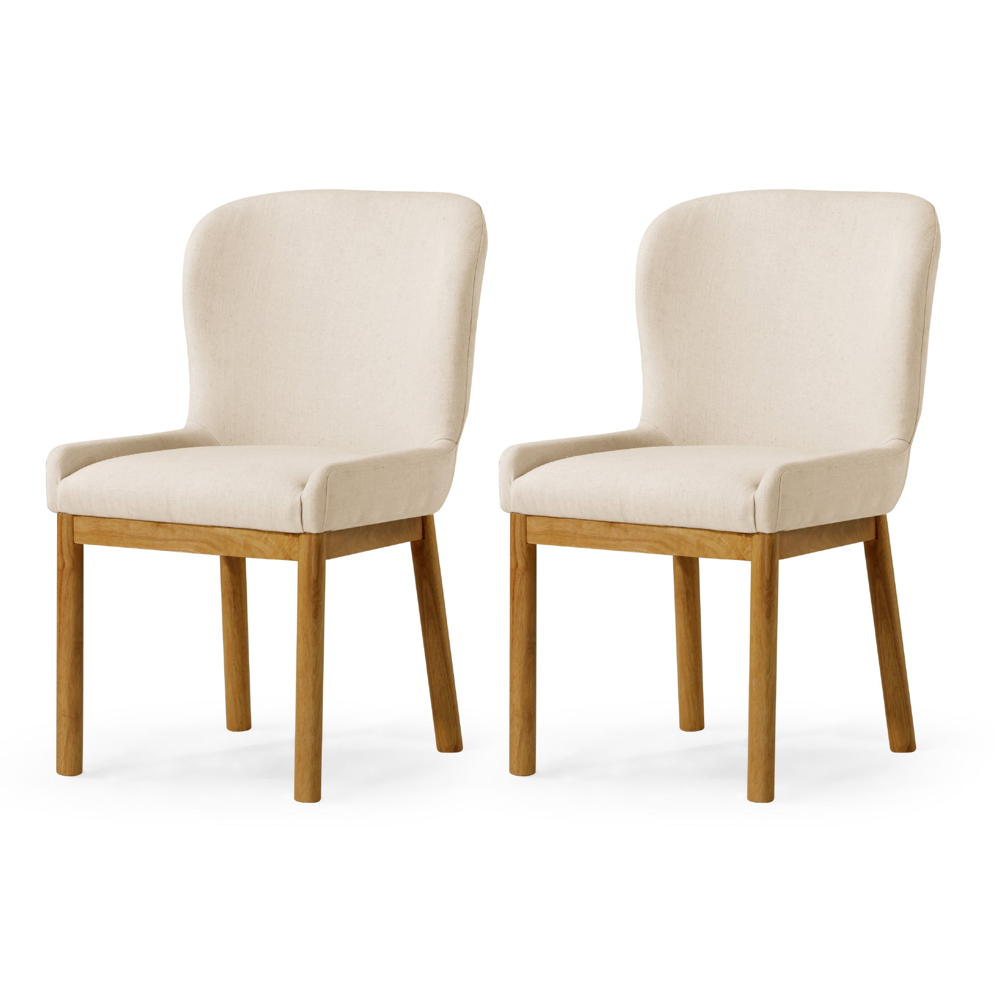 Gia Contemporary Wooden Dining Chair in Refined Natural Finish with Slate Linen Fabric Upholstery, Set of 2 in Dining Chair by Maven Lane