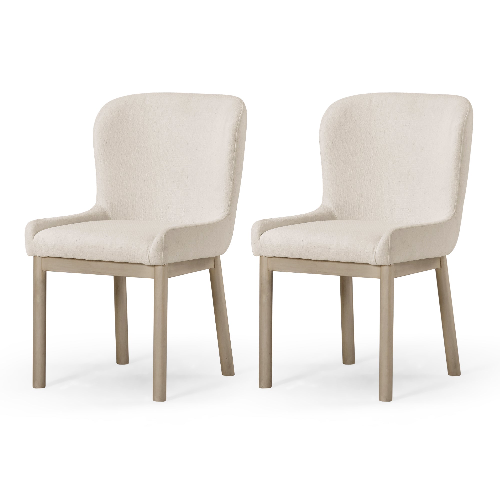 Gia Contemporary Wooden Dining Chair in Refined White Finish with Cream Weave Fabric Upholstery, Set of 2 in Dining Chair by Maven Lane