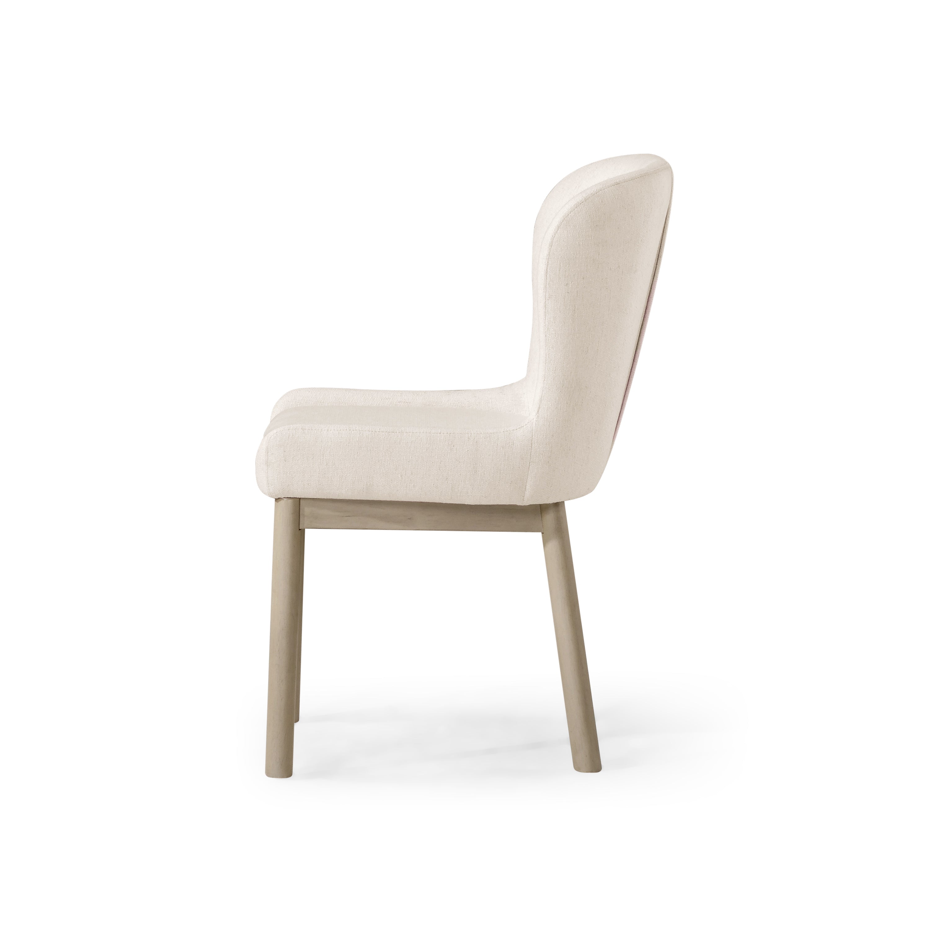 Gia Contemporary Wooden Dining Chair in Refined White Finish with Cream Weave Fabric Upholstery, Set of 2 in Dining Chair by Maven Lane