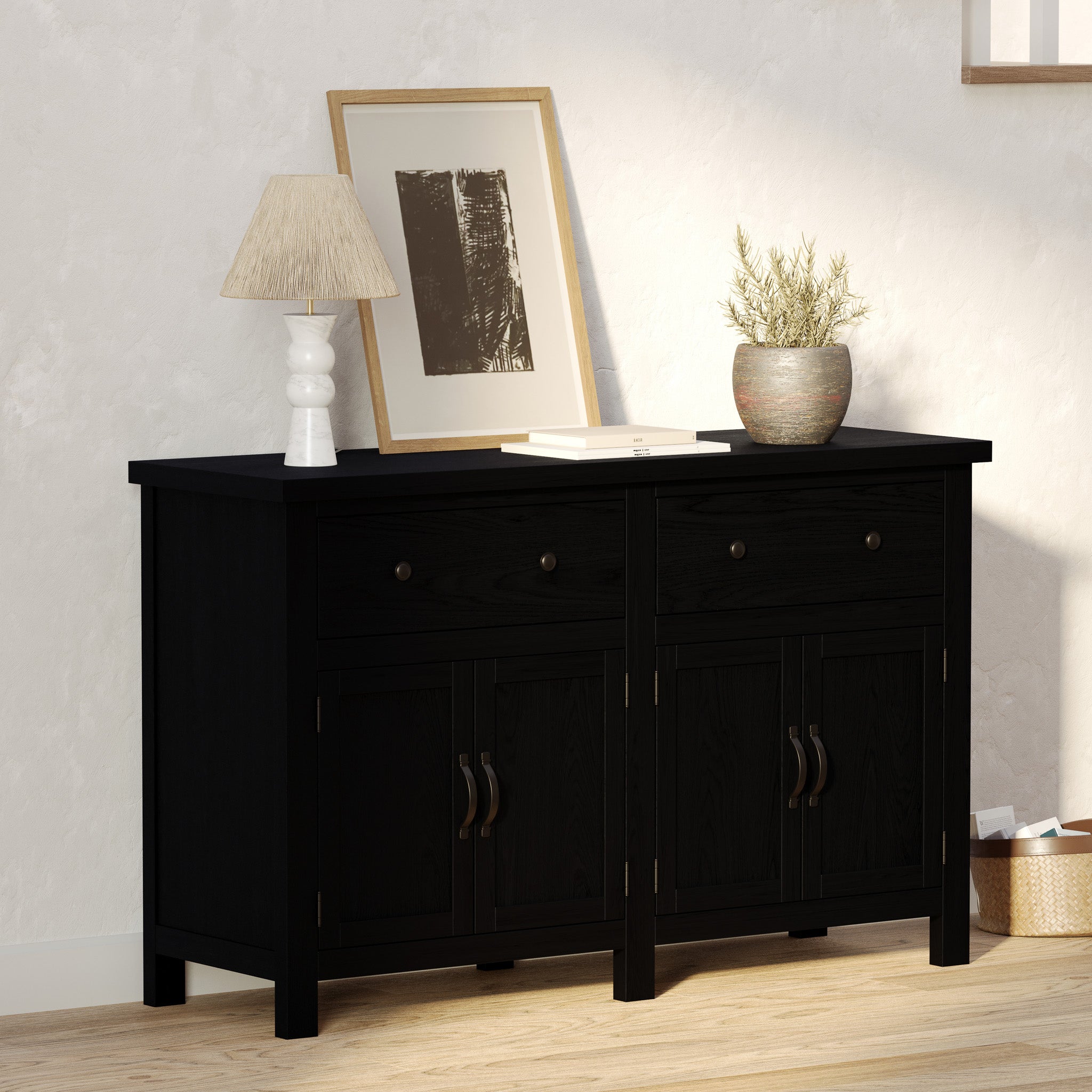 Felix Organic Wooden Sideboard in Weathered Black Finish in Cabinets by VMI