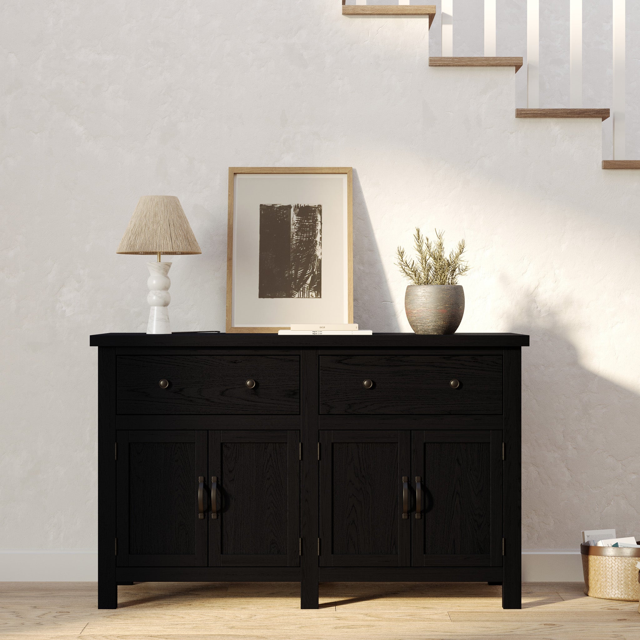 Felix Organic Wooden Sideboard in Weathered Black Finish in Cabinets by VMI