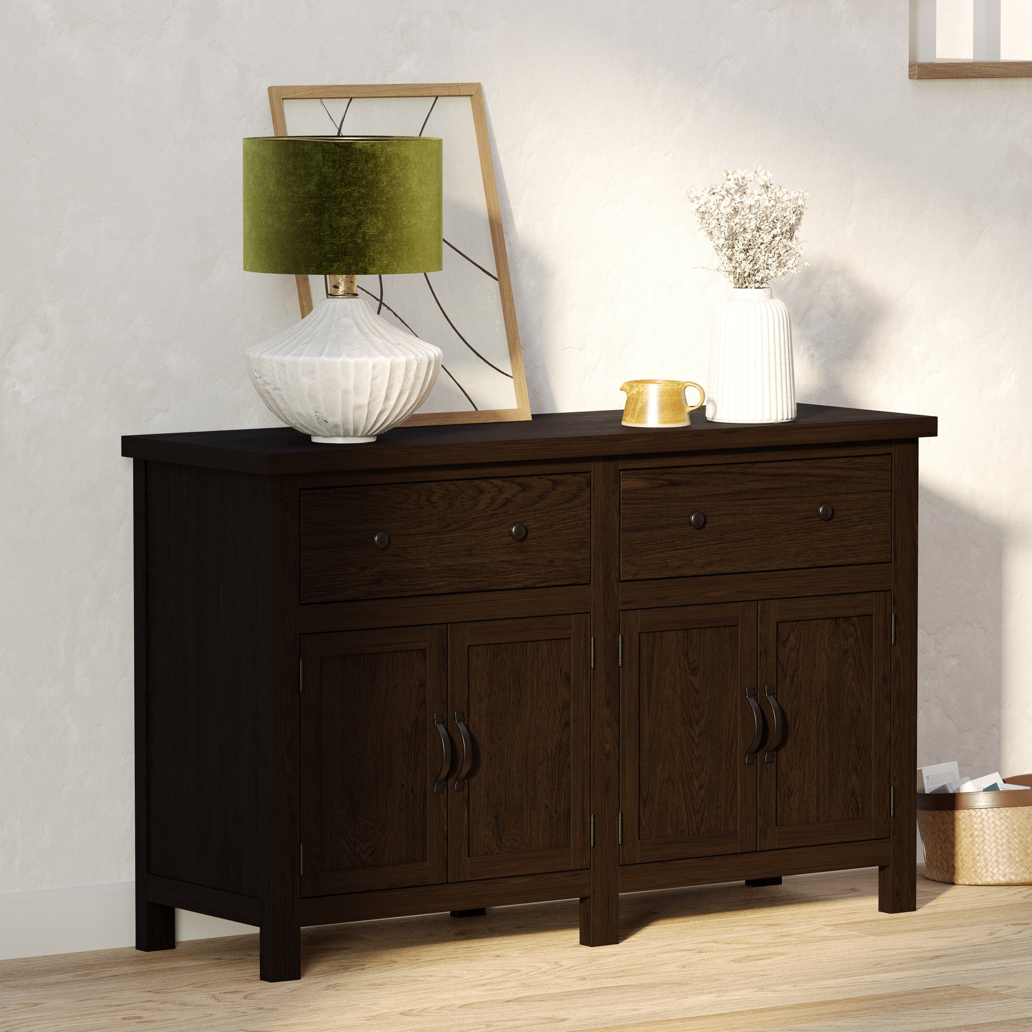 Felix Organic Wooden Sideboard in Weathered Brown Finish in Cabinets by Maven Lane