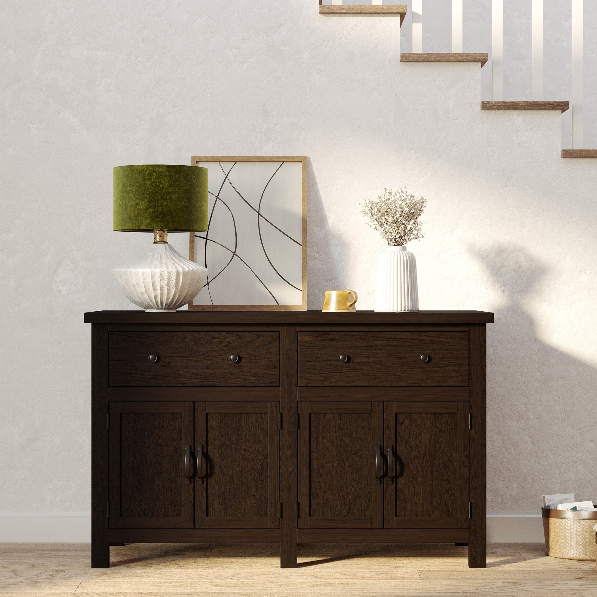 Felix Organic Wooden Sideboard in Weathered Brown Finish in Cabinets by Maven Lane