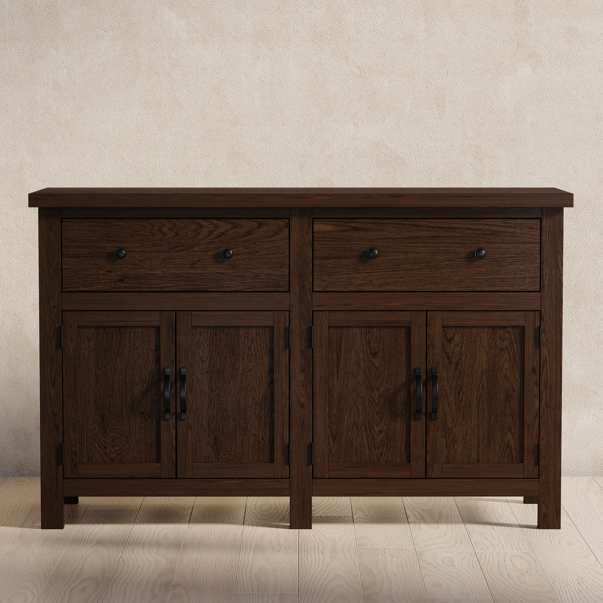 Felix Organic Wooden Sideboard in Weathered Brown Finish in Cabinets by Maven Lane