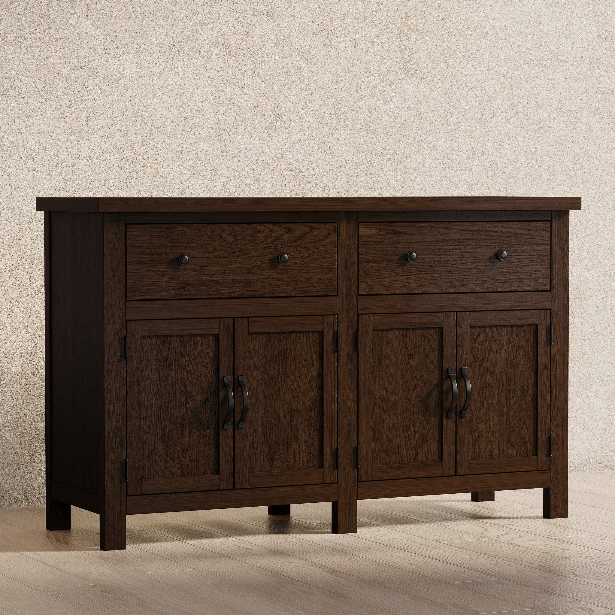 Felix Organic Wooden Sideboard in Weathered Brown Finish in Cabinets by Maven Lane