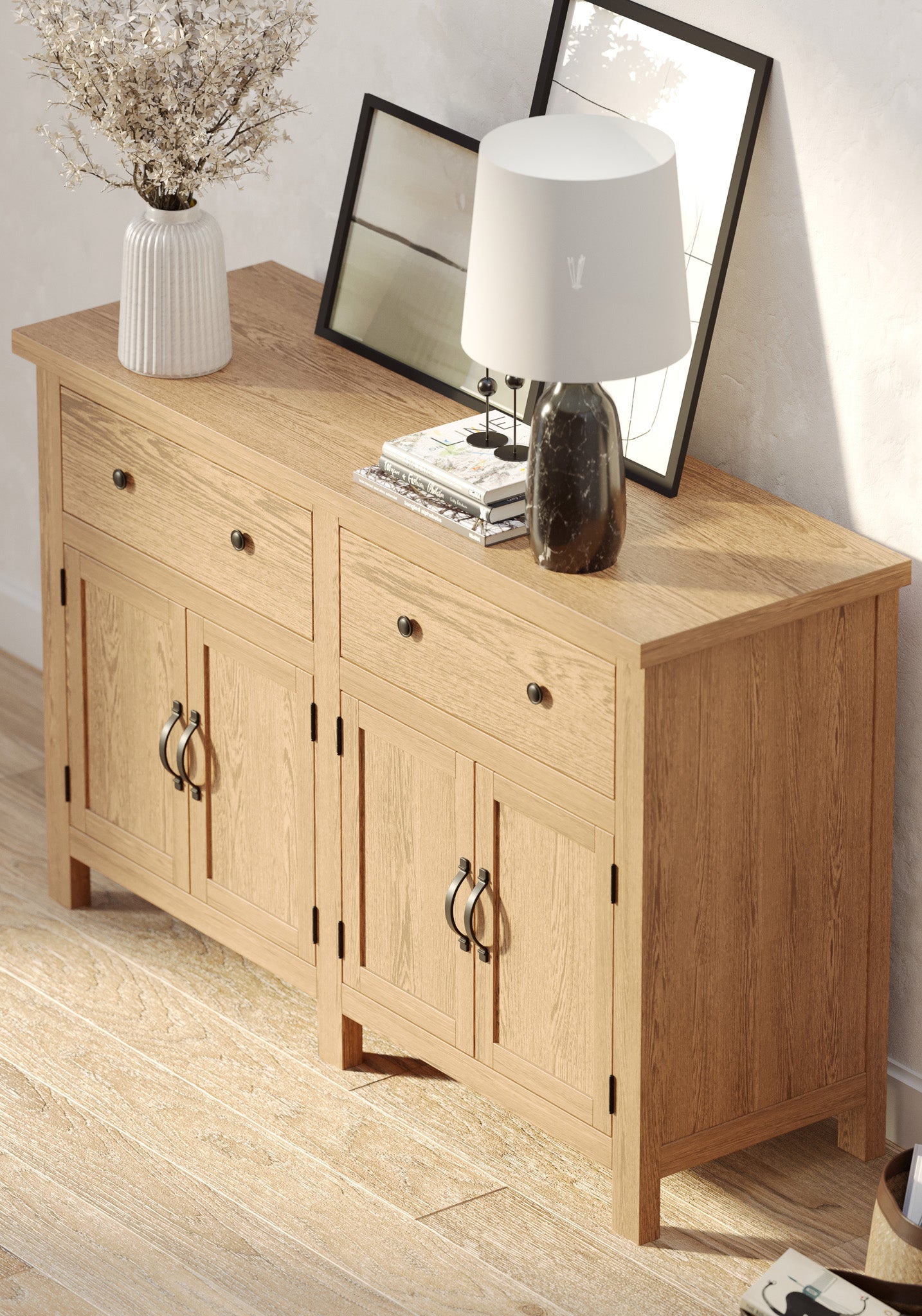 Felix Organic Wooden Sideboard in Weathered Natural Finish in Cabinets by Maven Lane