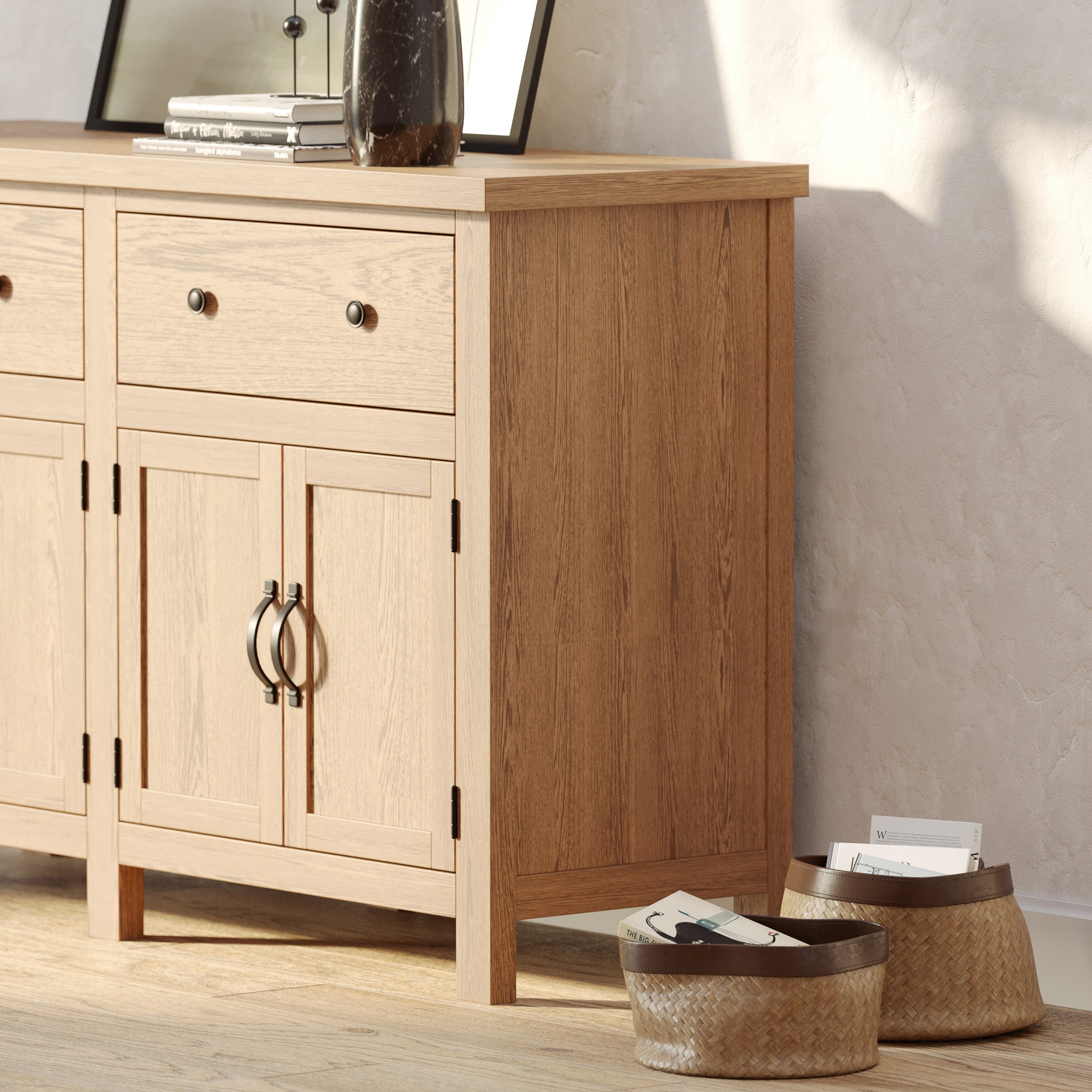 Felix Organic Wooden Sideboard in Weathered Natural Finish in Cabinets by Maven Lane