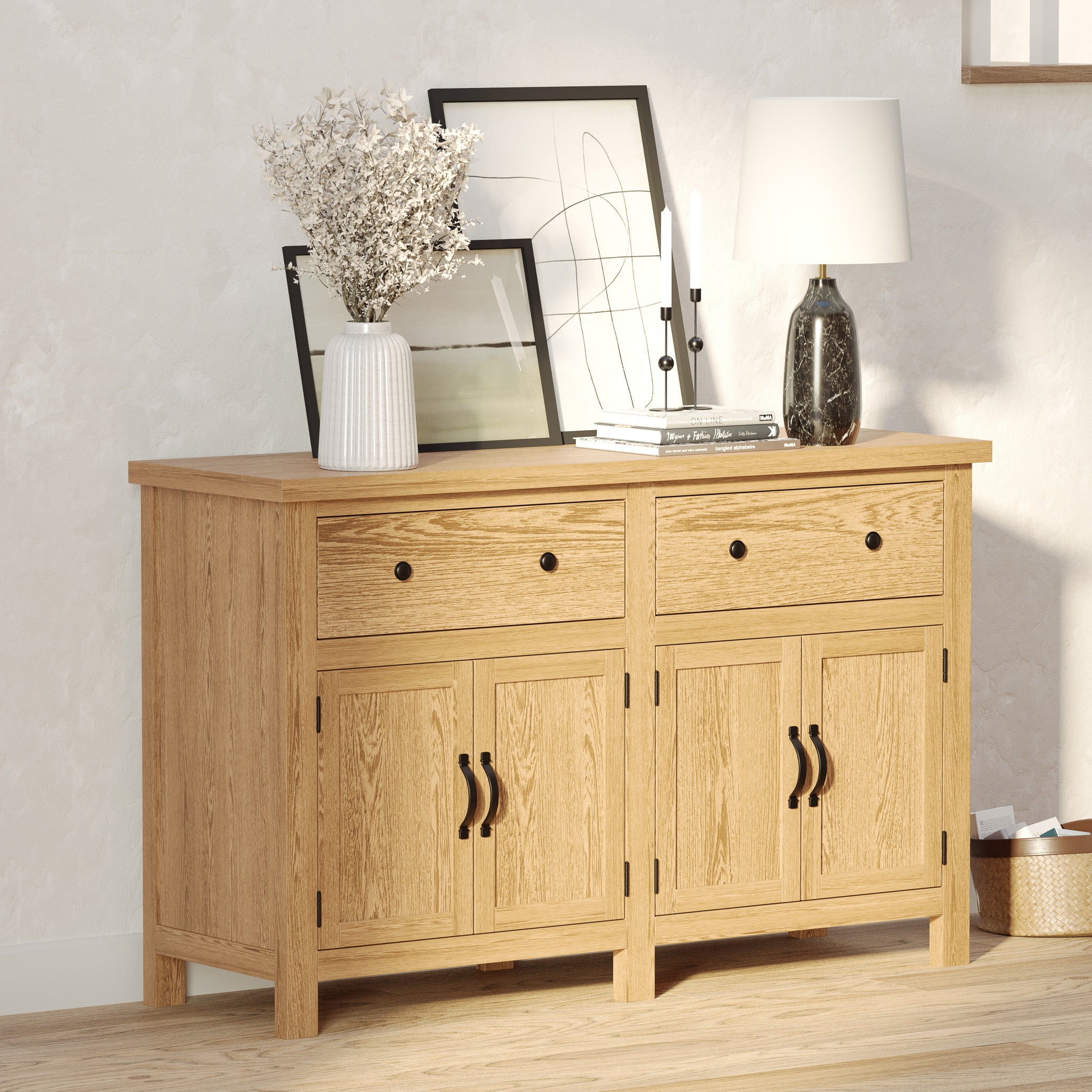 Felix Organic Wooden Sideboard in Weathered Natural Finish in Cabinets by Maven Lane