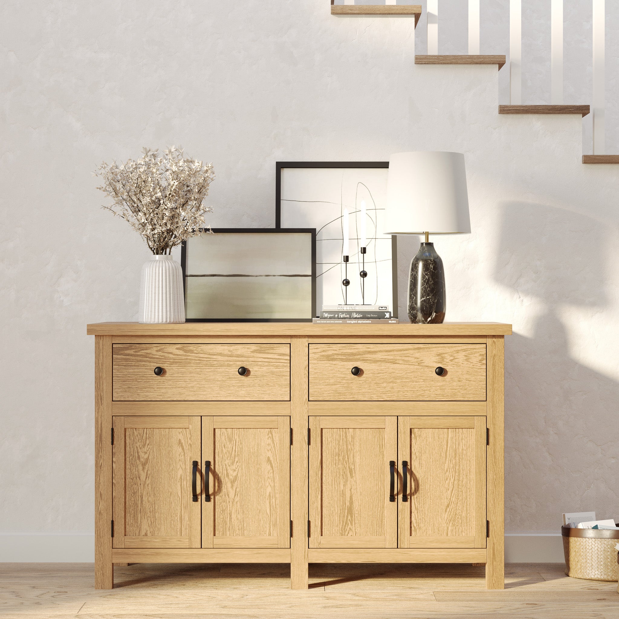 Felix Organic Wooden Sideboard in Weathered Natural Finish in Cabinets by Maven Lane