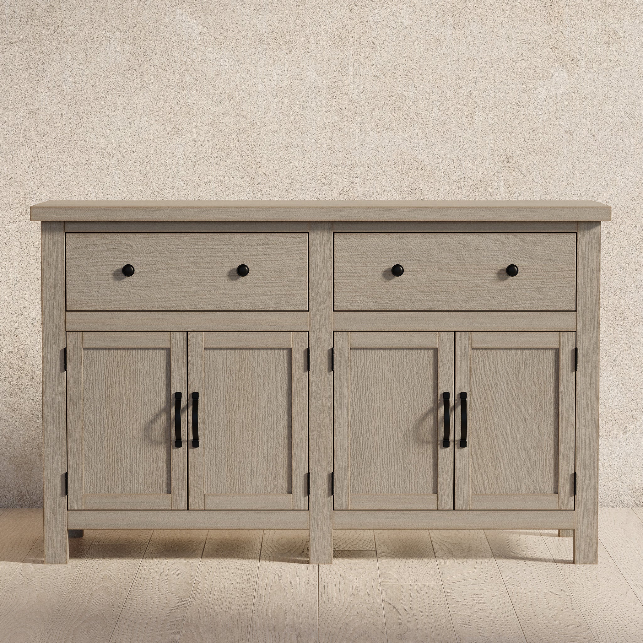 Felix Organic Wooden Sideboard in Weathered Grey Finish in Cabinets by Maven Lane