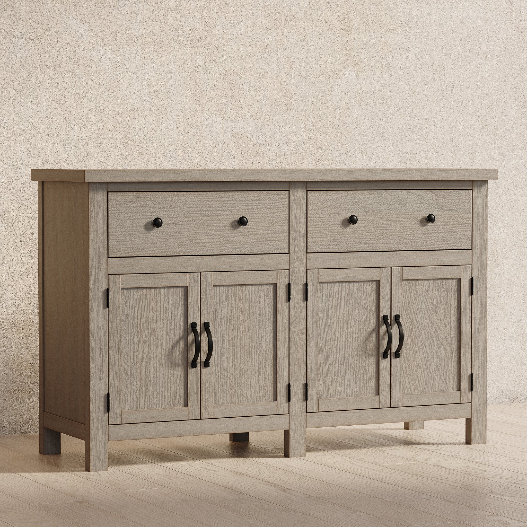 Felix Organic Wooden Sideboard in Weathered Grey Finish in Cabinets by Maven Lane