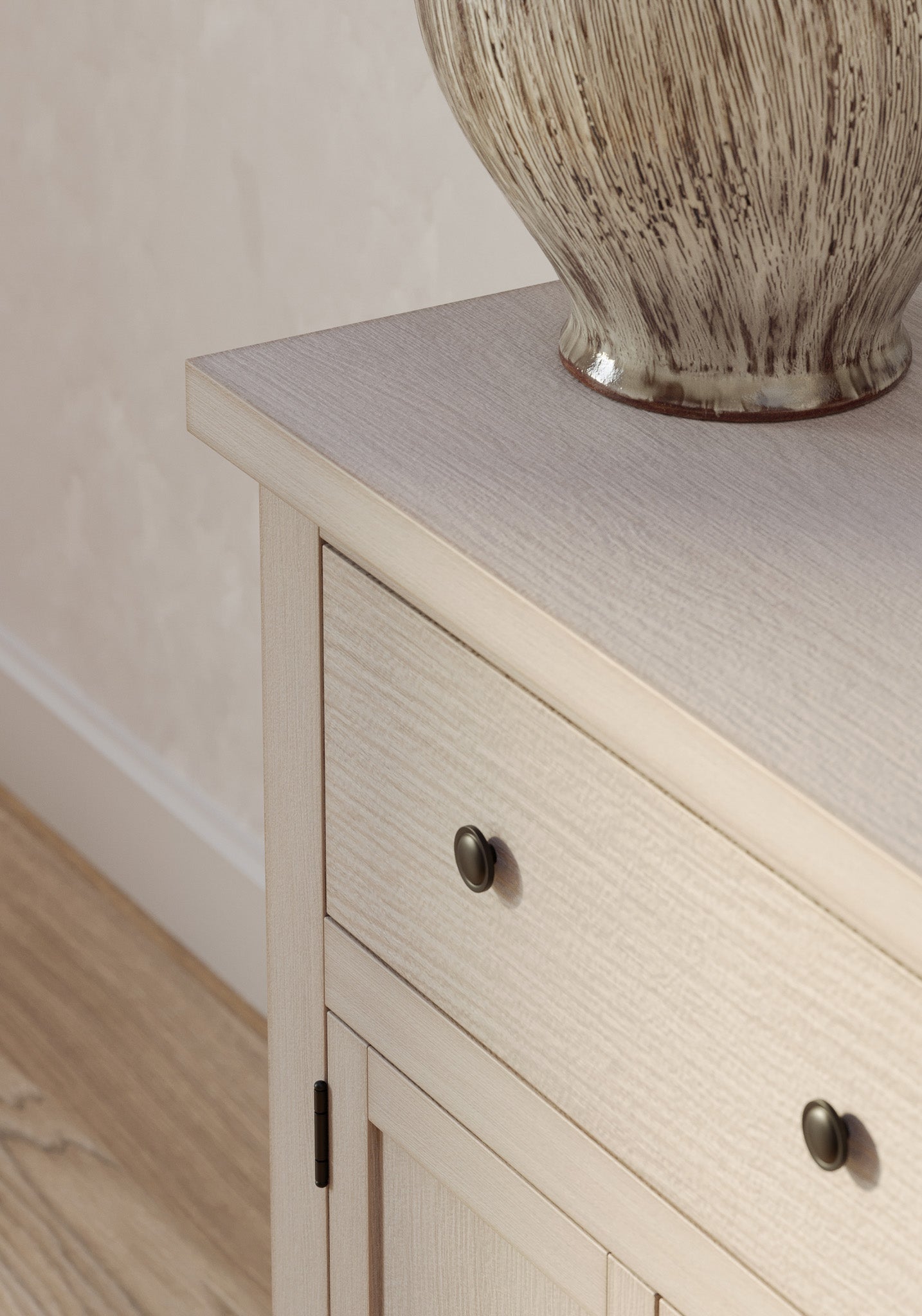 Felix Organic Wooden Sideboard in Weathered White Finish in Cabinets by Maven Lane