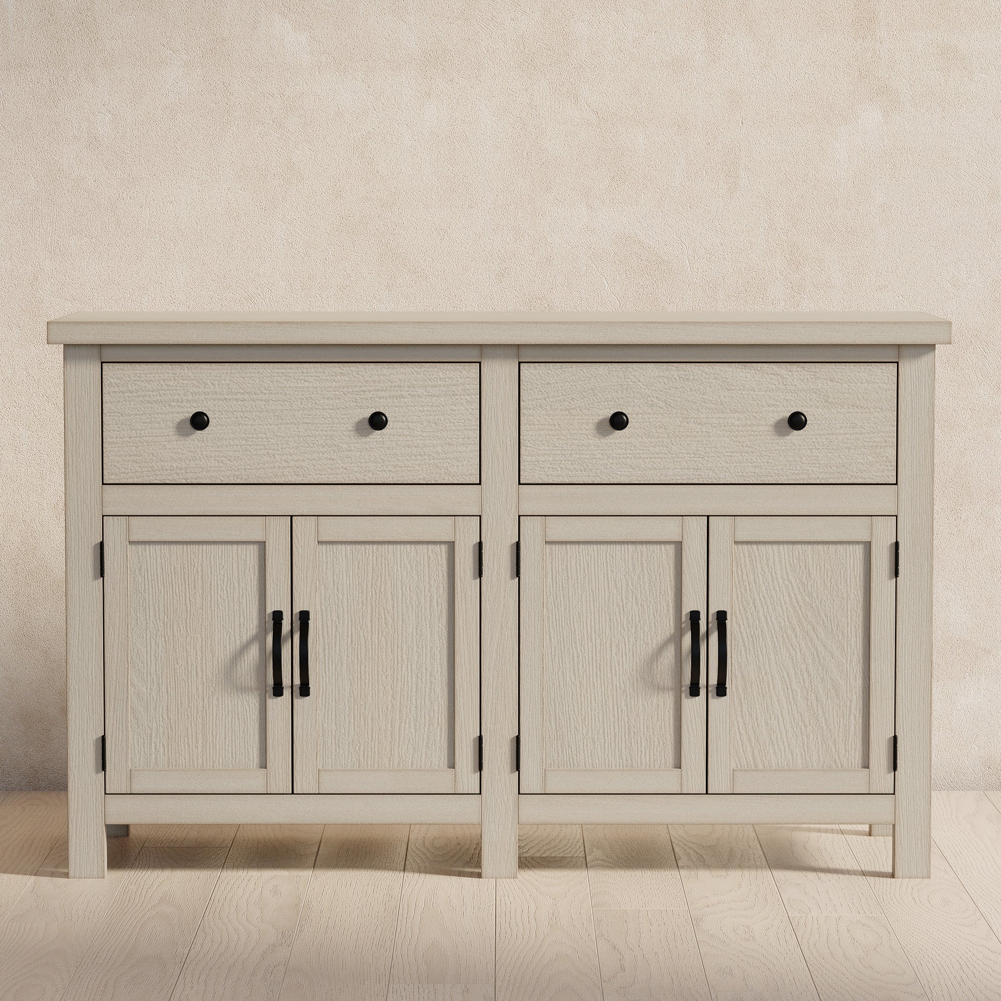 Felix Organic Wooden Sideboard in Weathered White Finish in Cabinets by Maven Lane