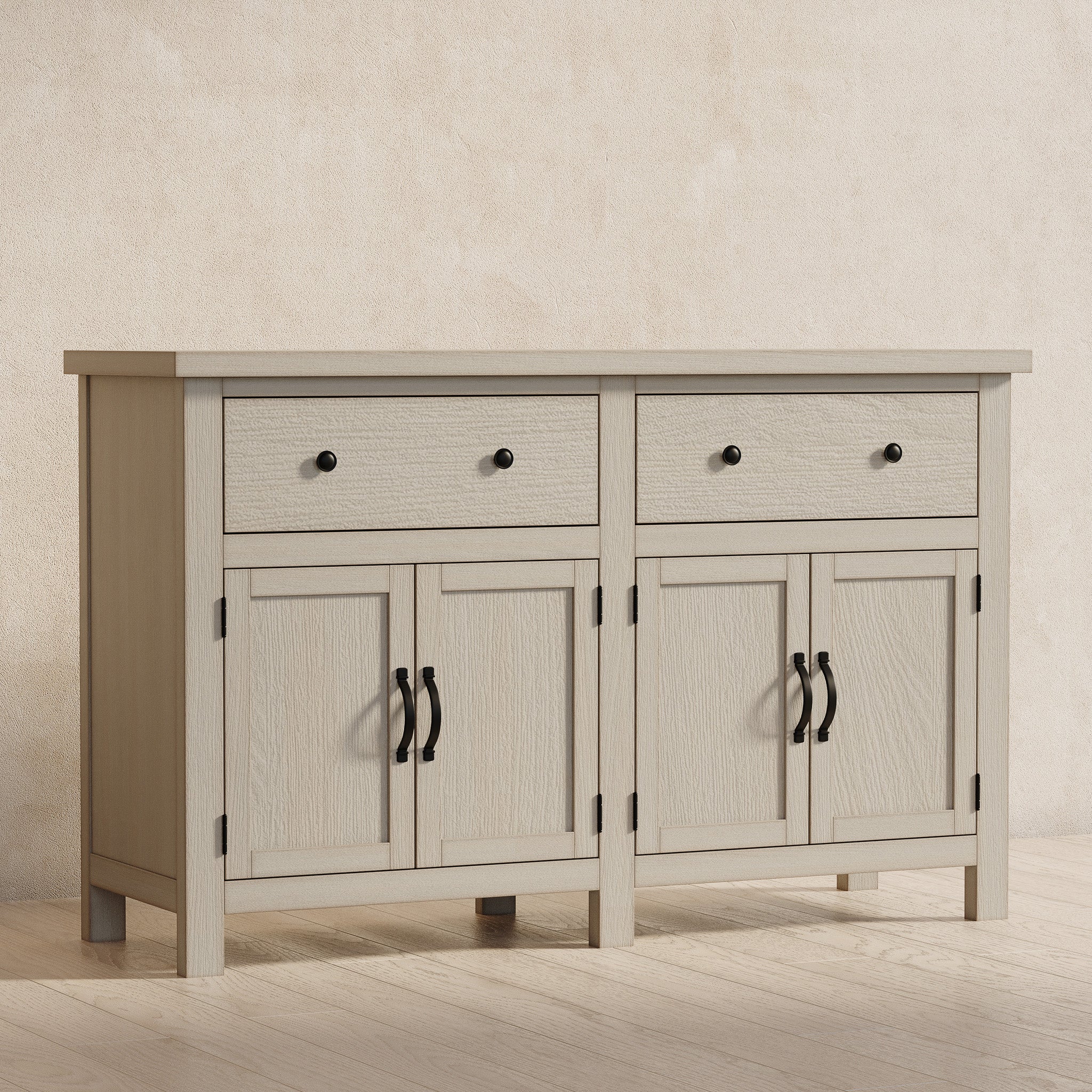 Felix Organic Wooden Sideboard in Weathered White Finish in Cabinets by Maven Lane