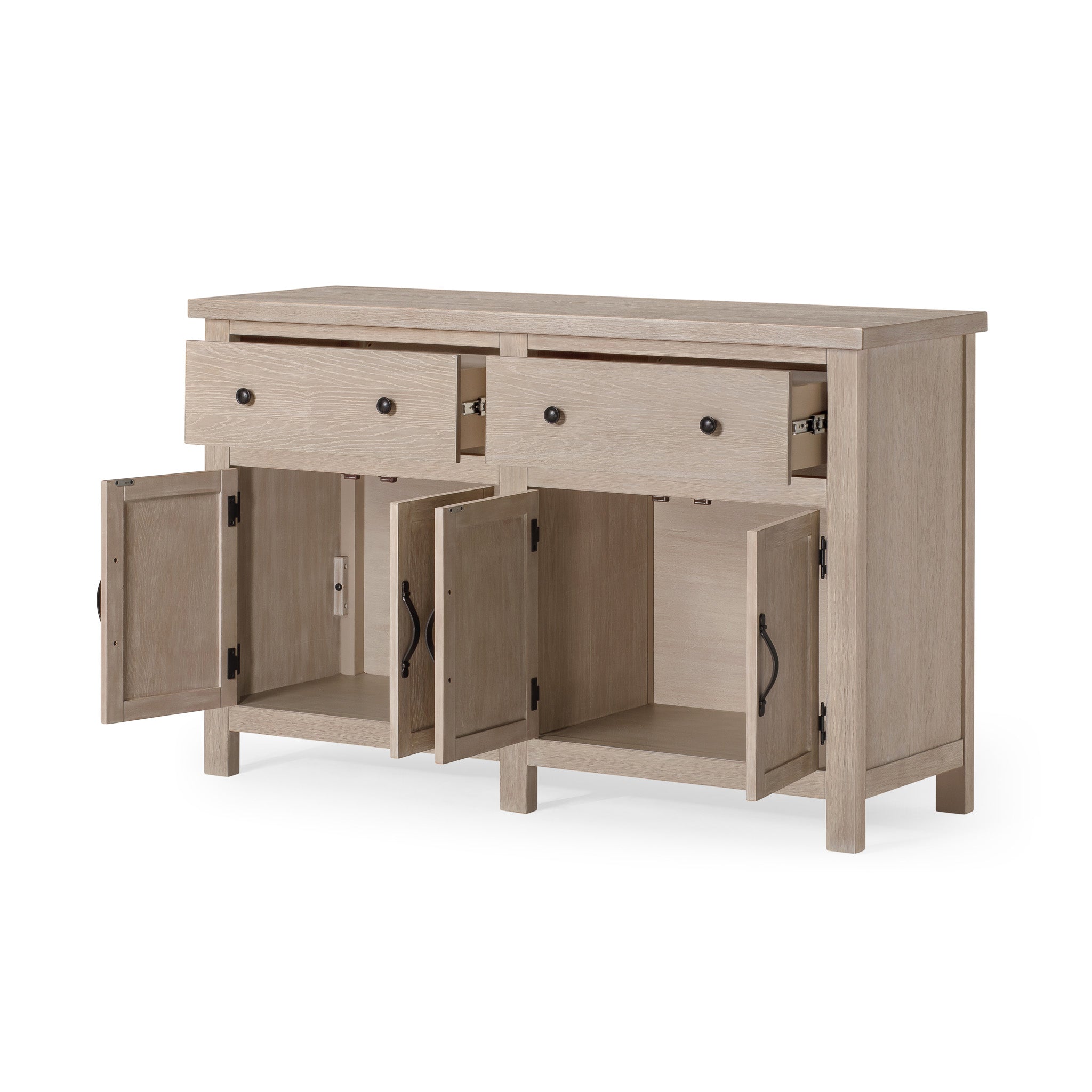 Felix Organic Wooden Sideboard in Weathered White Finish in Cabinets by Maven Lane