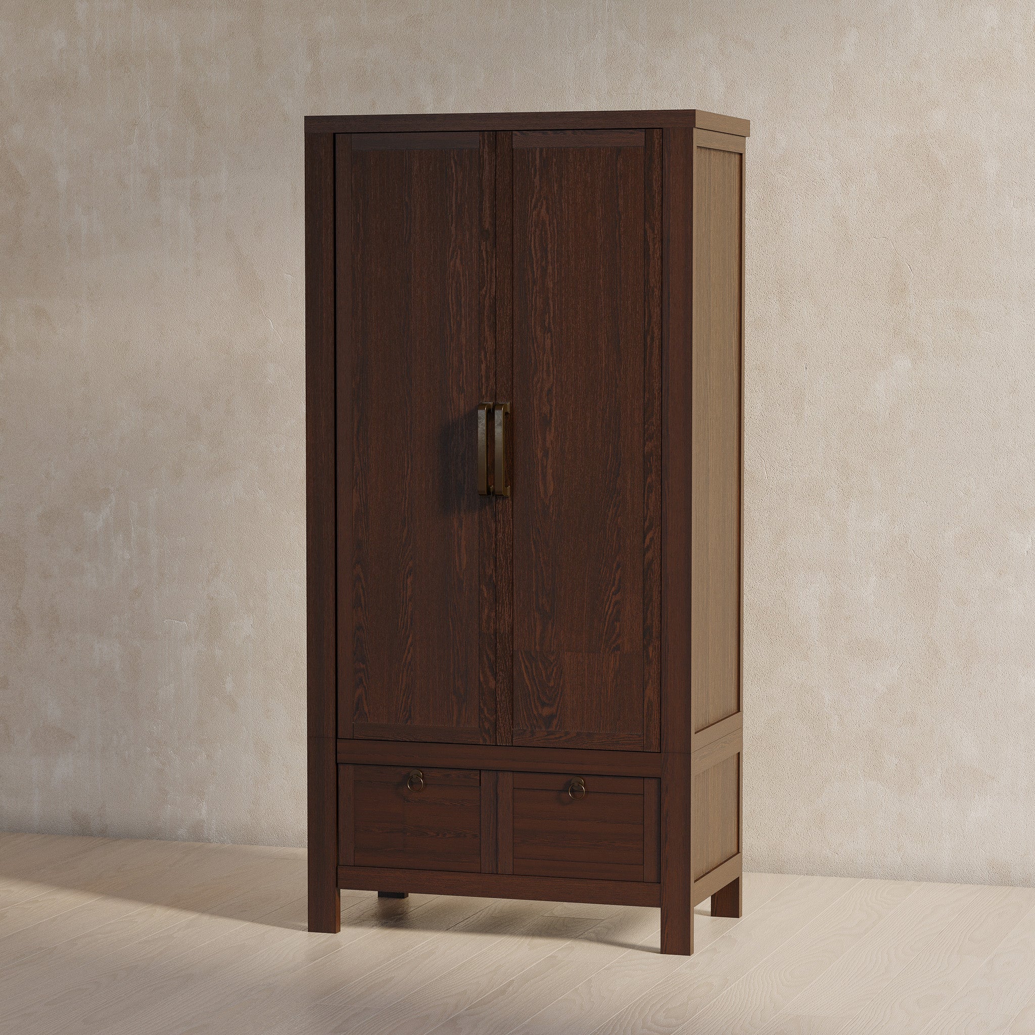 Vaughn Organic Wooden Cabinet in Weathered Brown Finish in Cabinets by Maven Lane