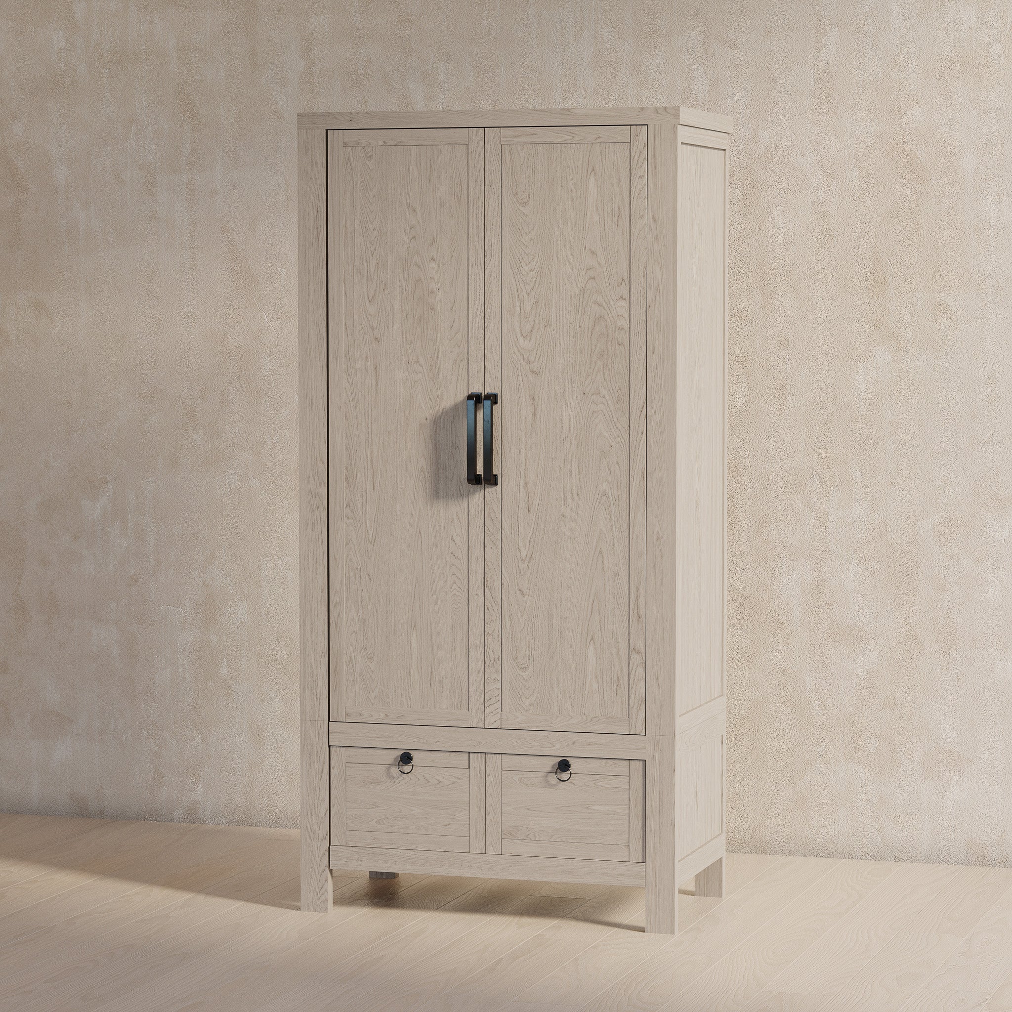 Vaughn Organic Wooden Cabinet in Weathered White Finish in Cabinets by Maven Lane