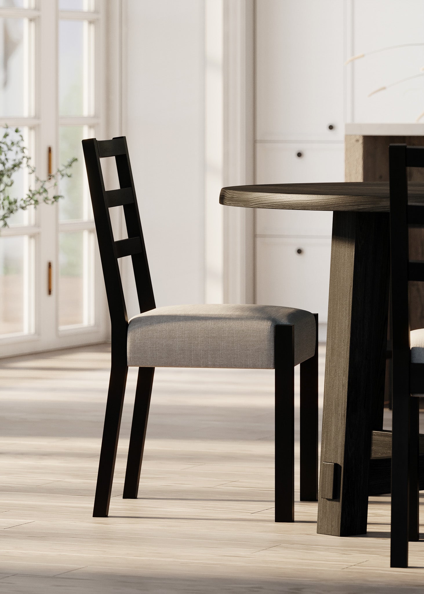 Sasha Organic Round Wooden Dining Table in Weathered Black Finish in Dining Furniture by Maven Lane