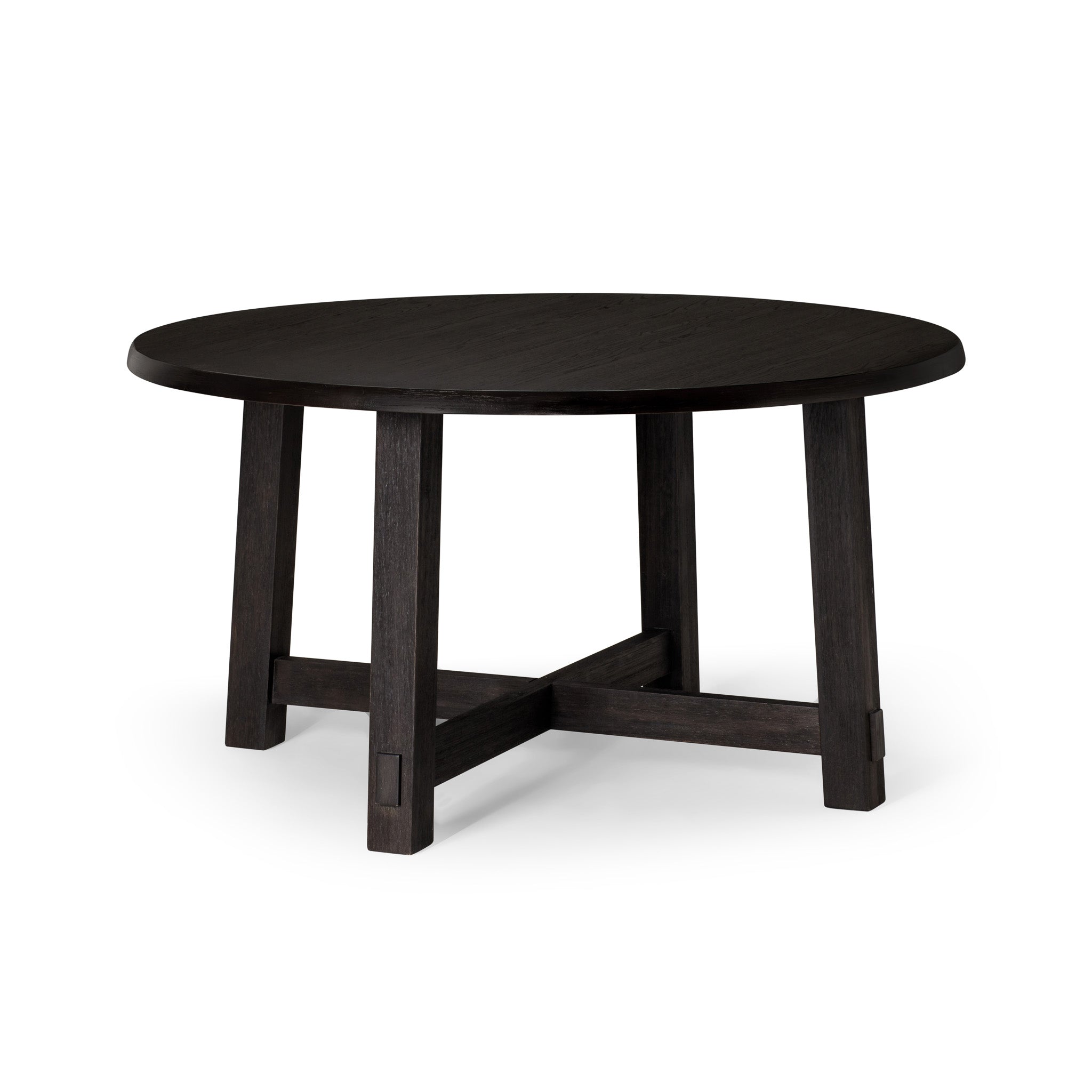 Sasha Organic Round Wooden Dining Table in Weathered Black Finish in Dining Furniture by Maven Lane