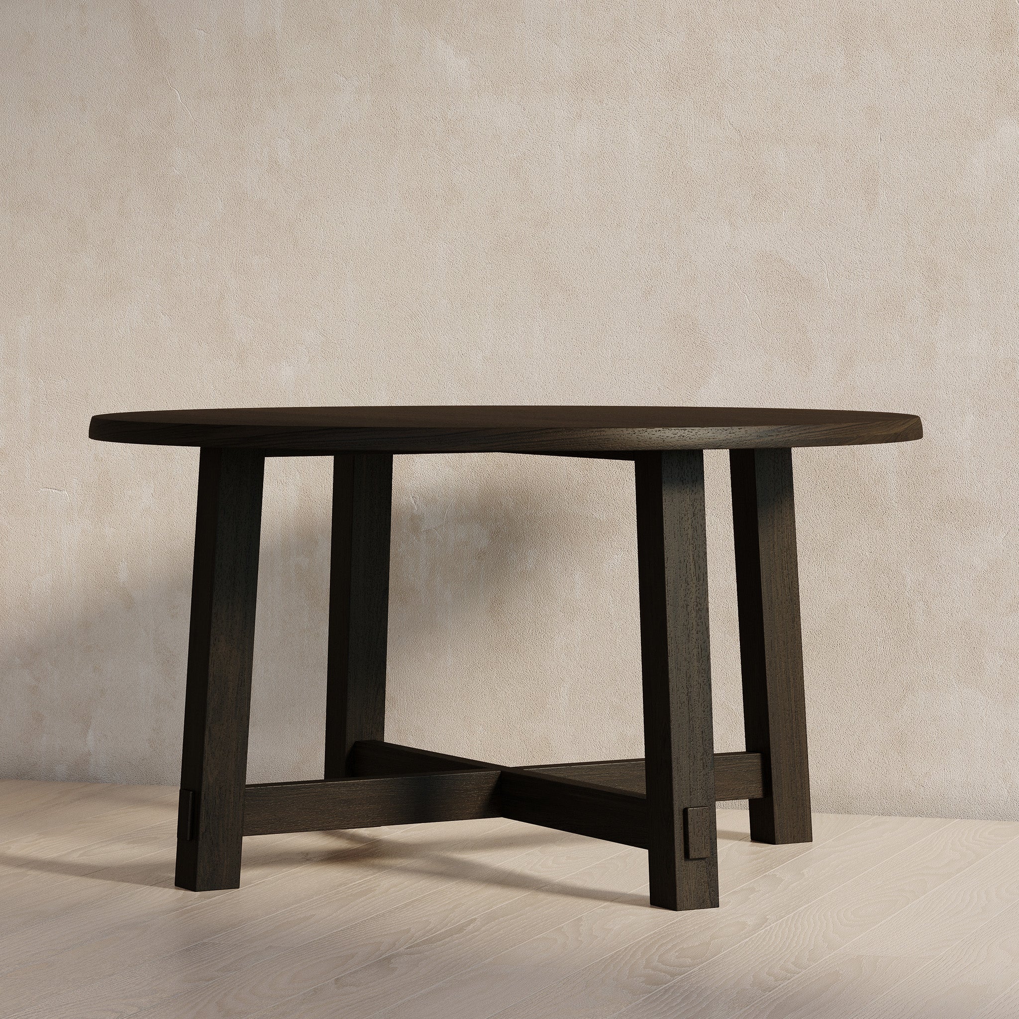 Sasha Organic Round Wooden Dining Table in Weathered Brown Finish in Dining Furniture by Maven Lane