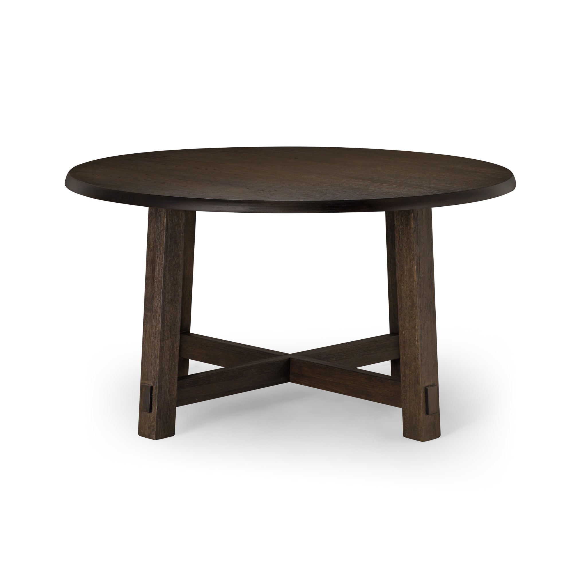Sasha Organic Round Wooden Dining Table in Weathered Brown Finish in Dining Furniture by Maven Lane