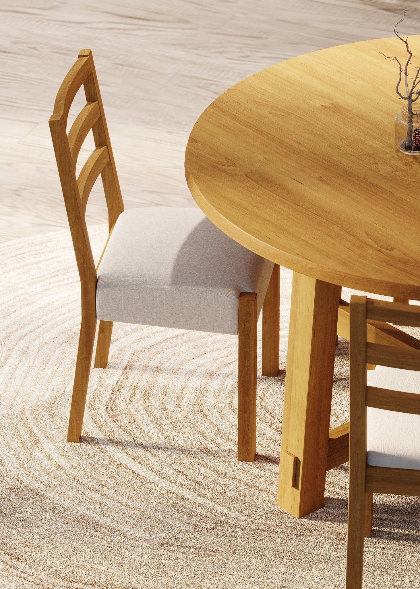 Sasha Organic Round Wooden Dining Table in Weathered Natural Finish in Dining Furniture by Maven Lane