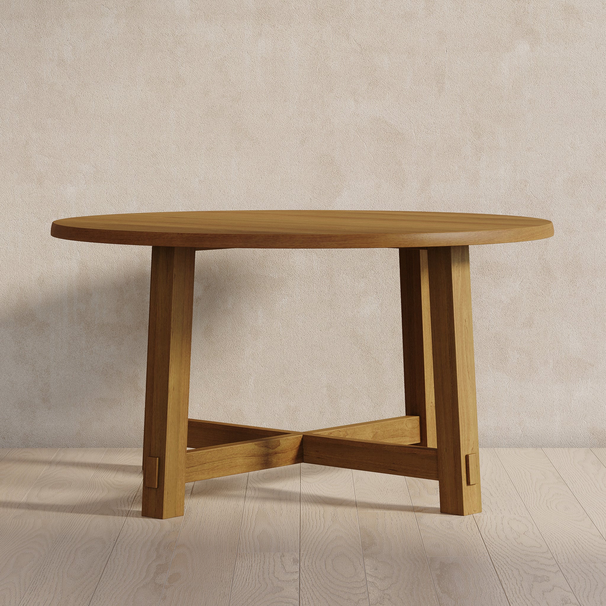 Sasha Organic Round Wooden Dining Table in Weathered Natural Finish in Dining Furniture by Maven Lane