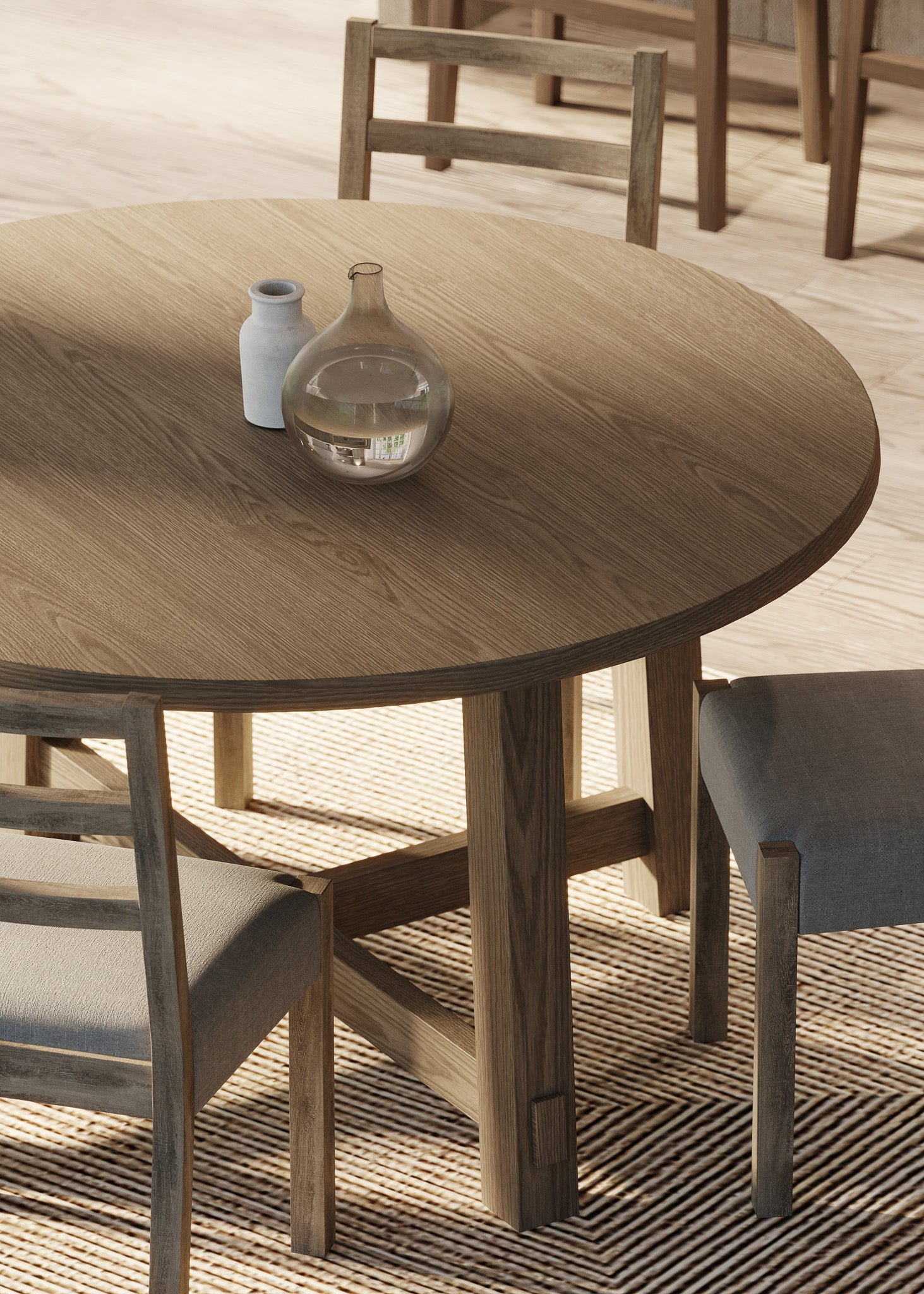 Sasha Organic Round Wooden Dining Table in Weathered Grey Finish in Dining Furniture by Maven Lane