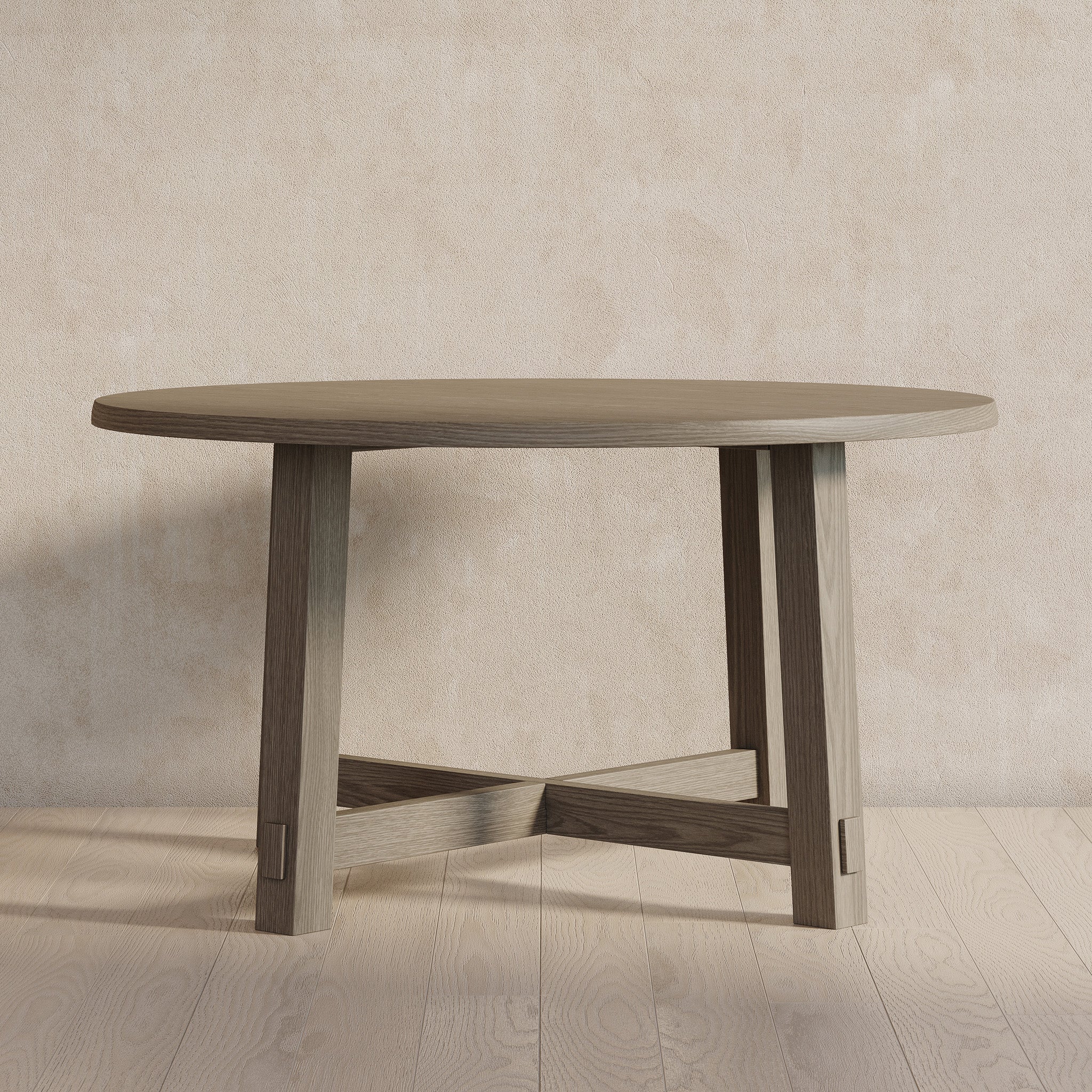 Sasha Organic Round Wooden Dining Table in Weathered Grey Finish in Dining Furniture by Maven Lane