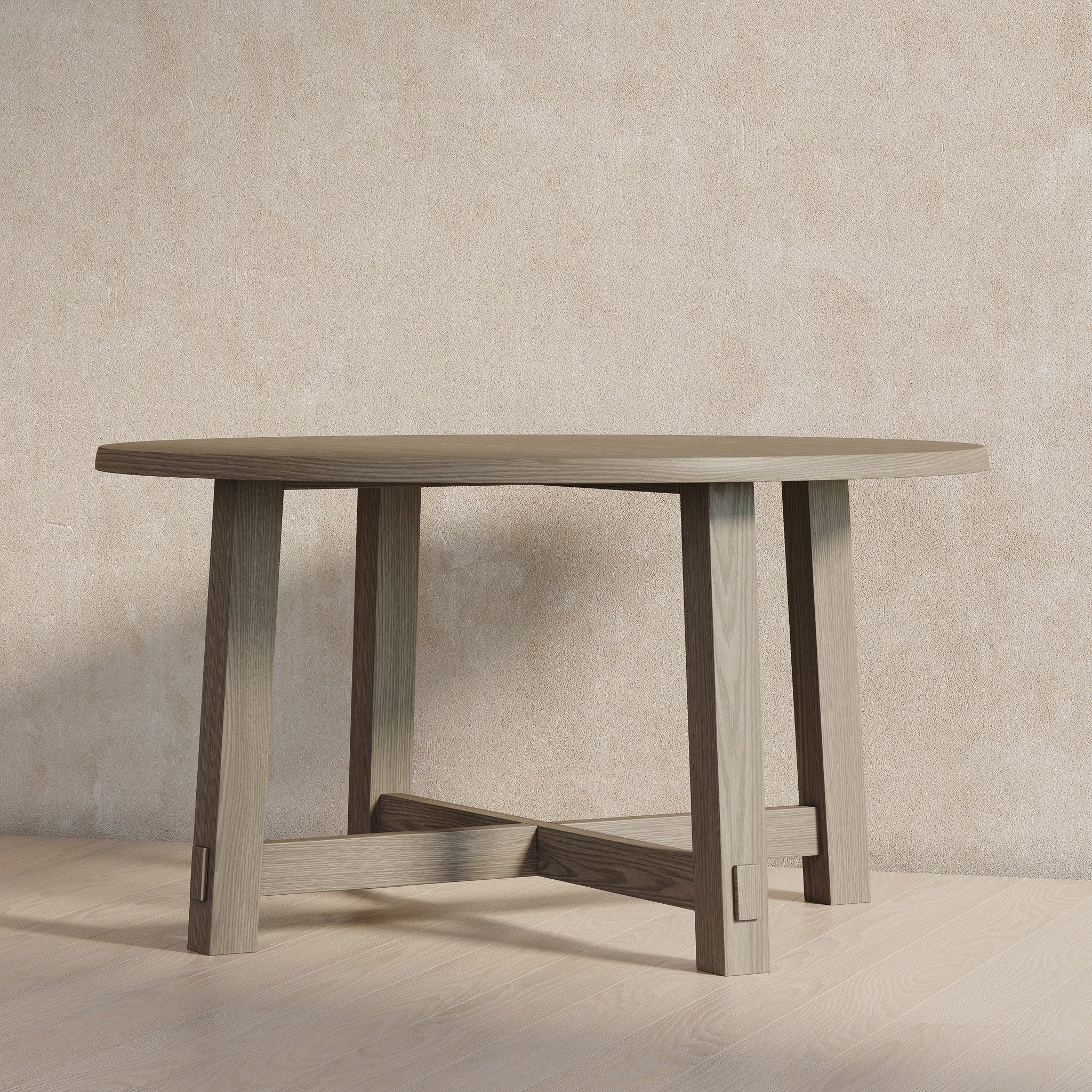 Sasha Organic Round Wooden Dining Table in Weathered Grey Finish in Dining Furniture by Maven Lane