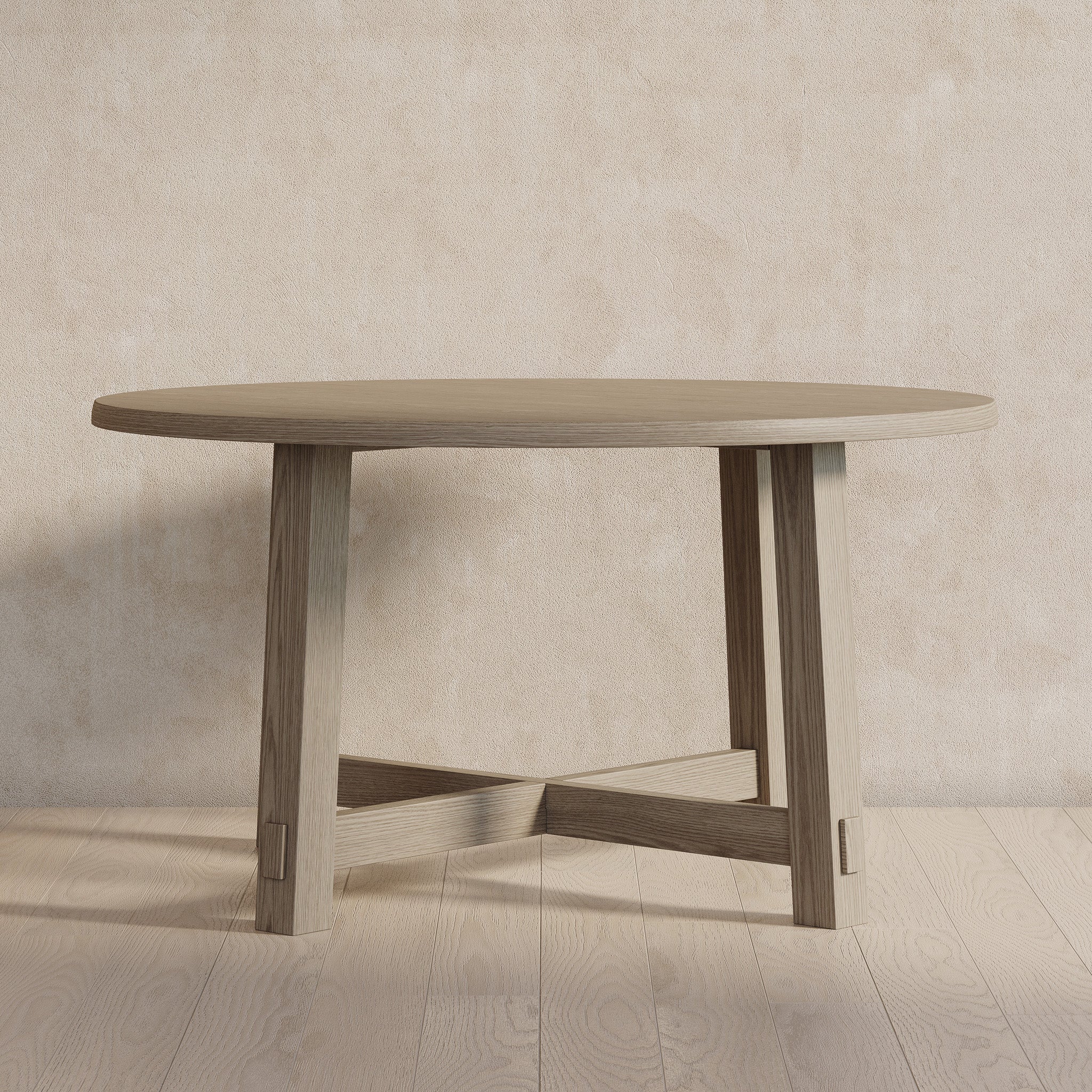 Sasha Organic Round Wooden Dining Table in Weathered White Finish in Dining Furniture by Maven Lane