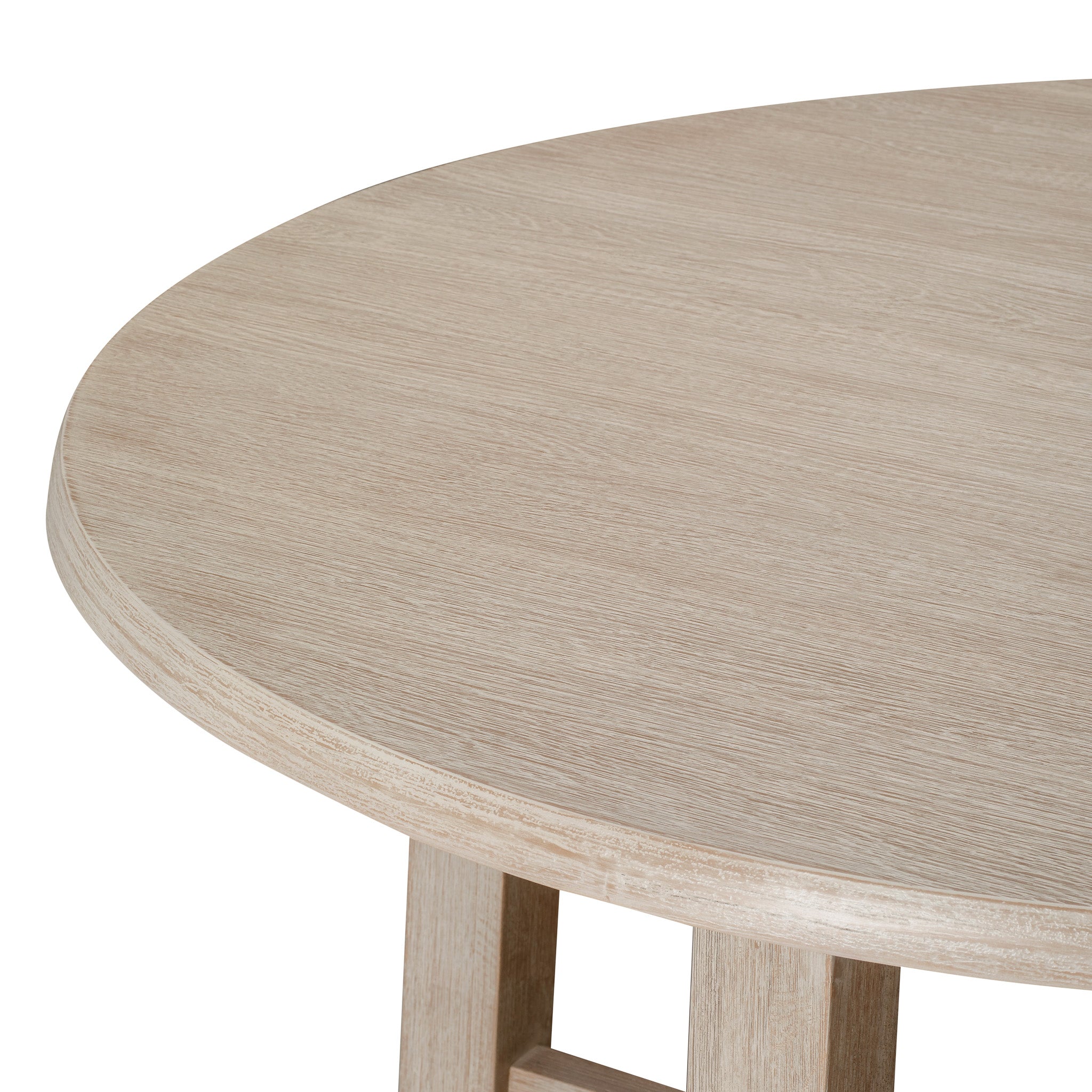 Sasha Organic Round Wooden Dining Table in Weathered White Finish in Dining Furniture by Maven Lane