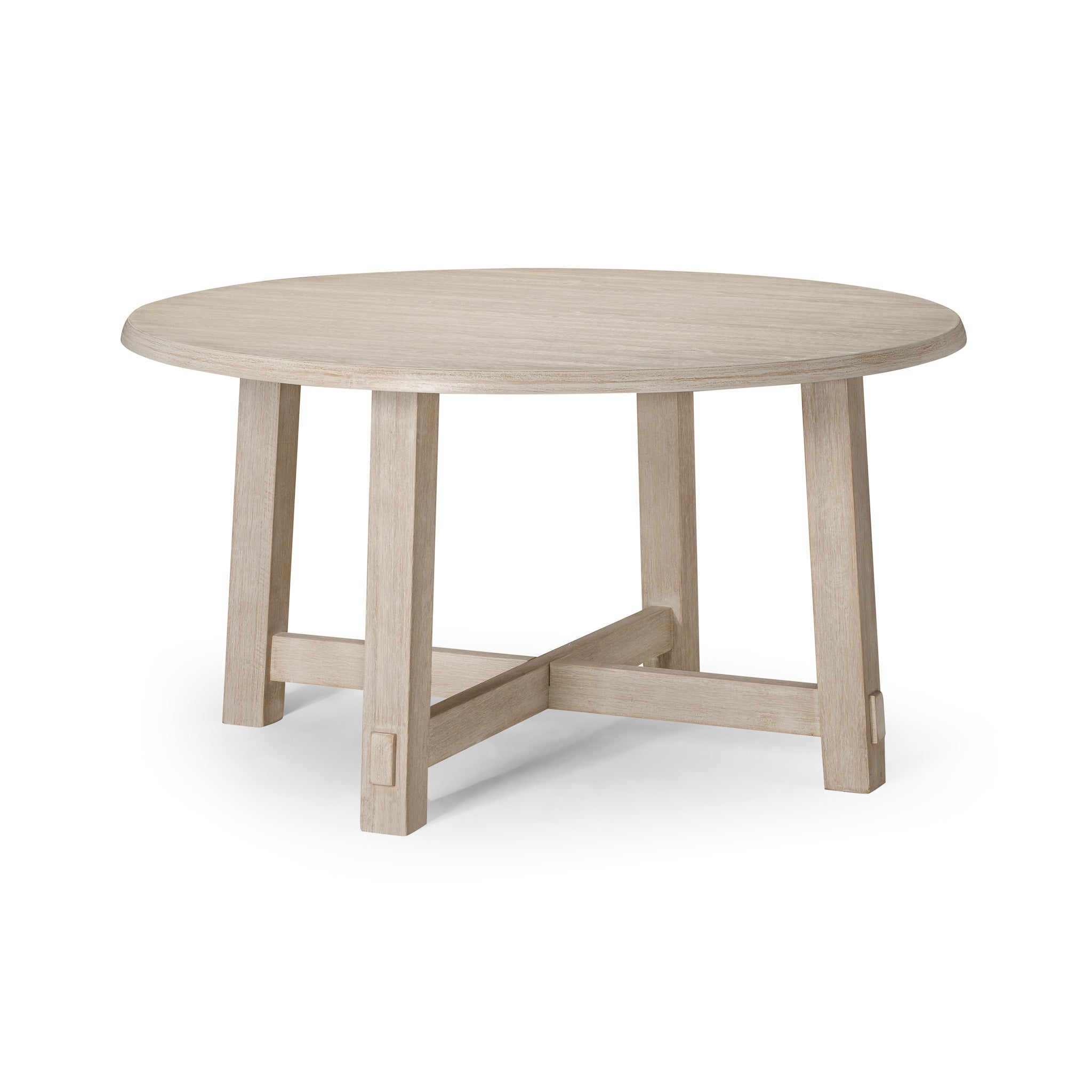 Sasha Organic Round Wooden Dining Table in Weathered White Finish in Dining Furniture by Maven Lane