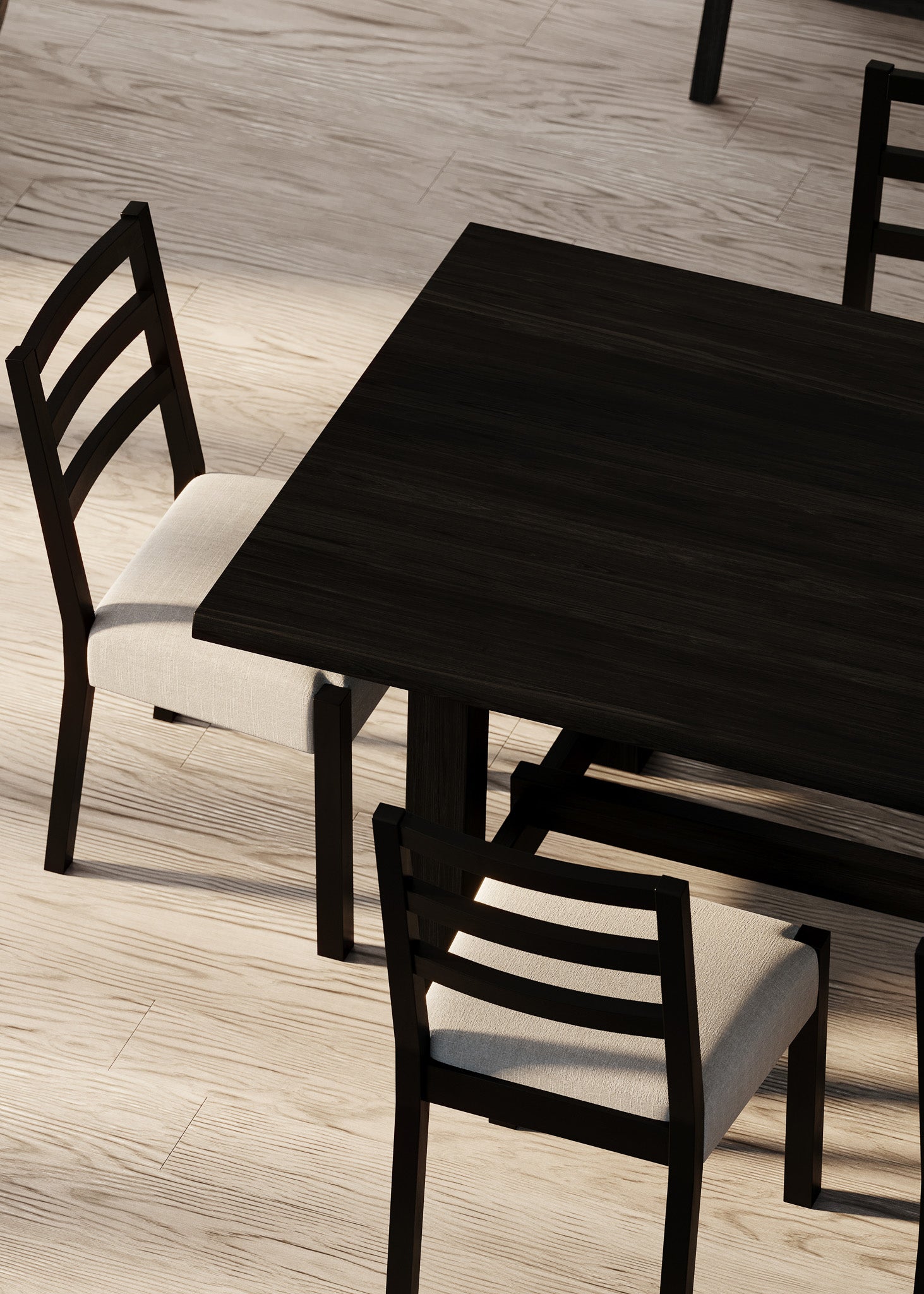 Yves Organic Rectangular Wooden Dining Table in Weathered Black Finish in Dining Furniture by Maven Lane